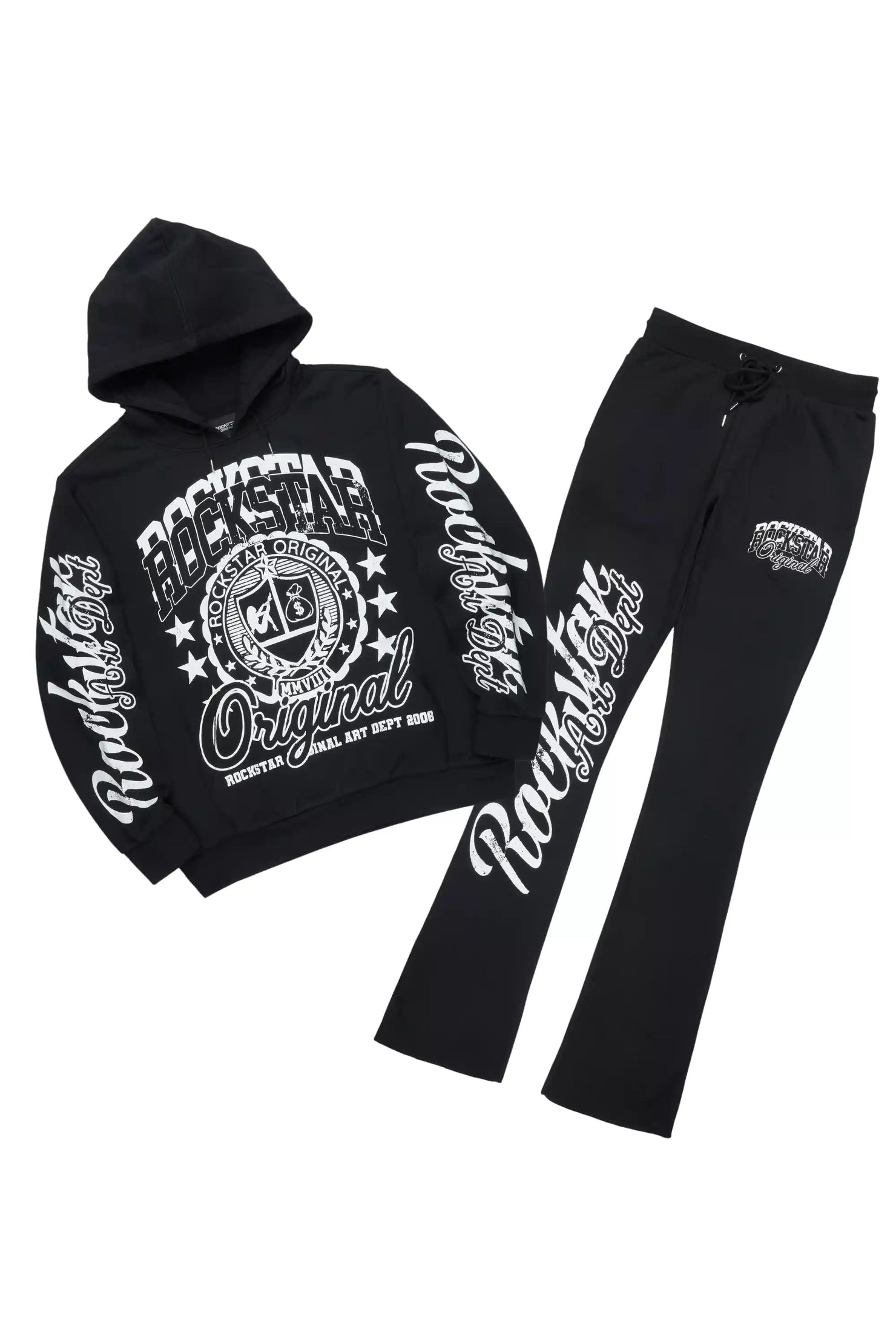 Blazon Black Hoodie/Stacked Pant Track Set