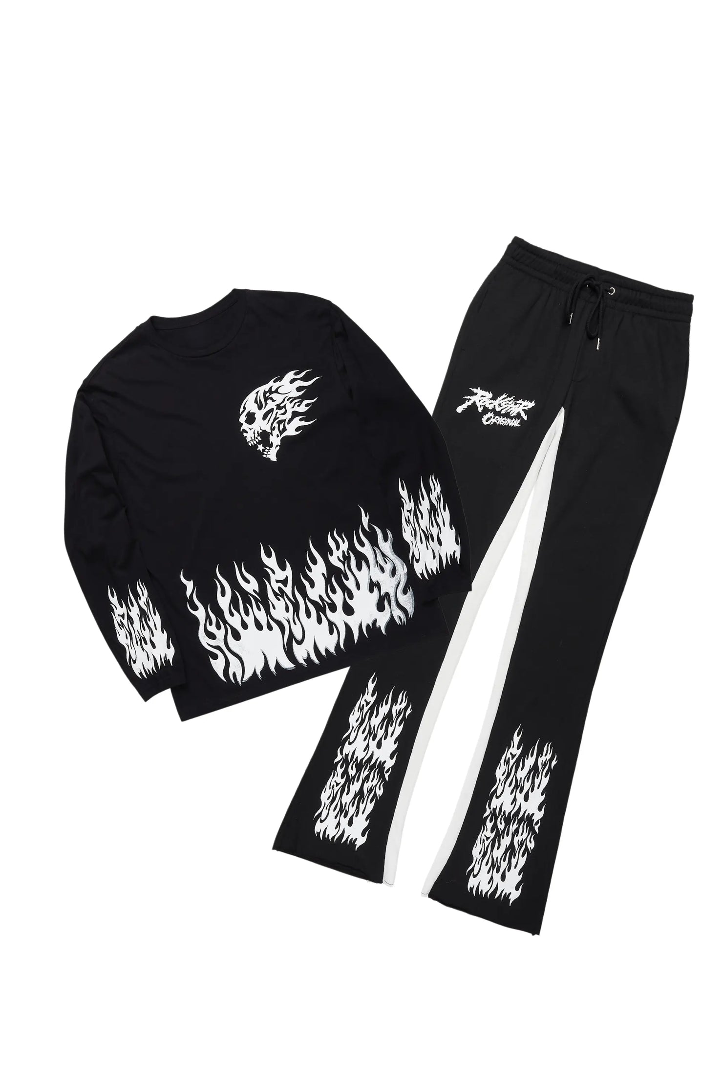 Bubble Black/White Long Sleeve T-Shirt/Baggy Pant Set