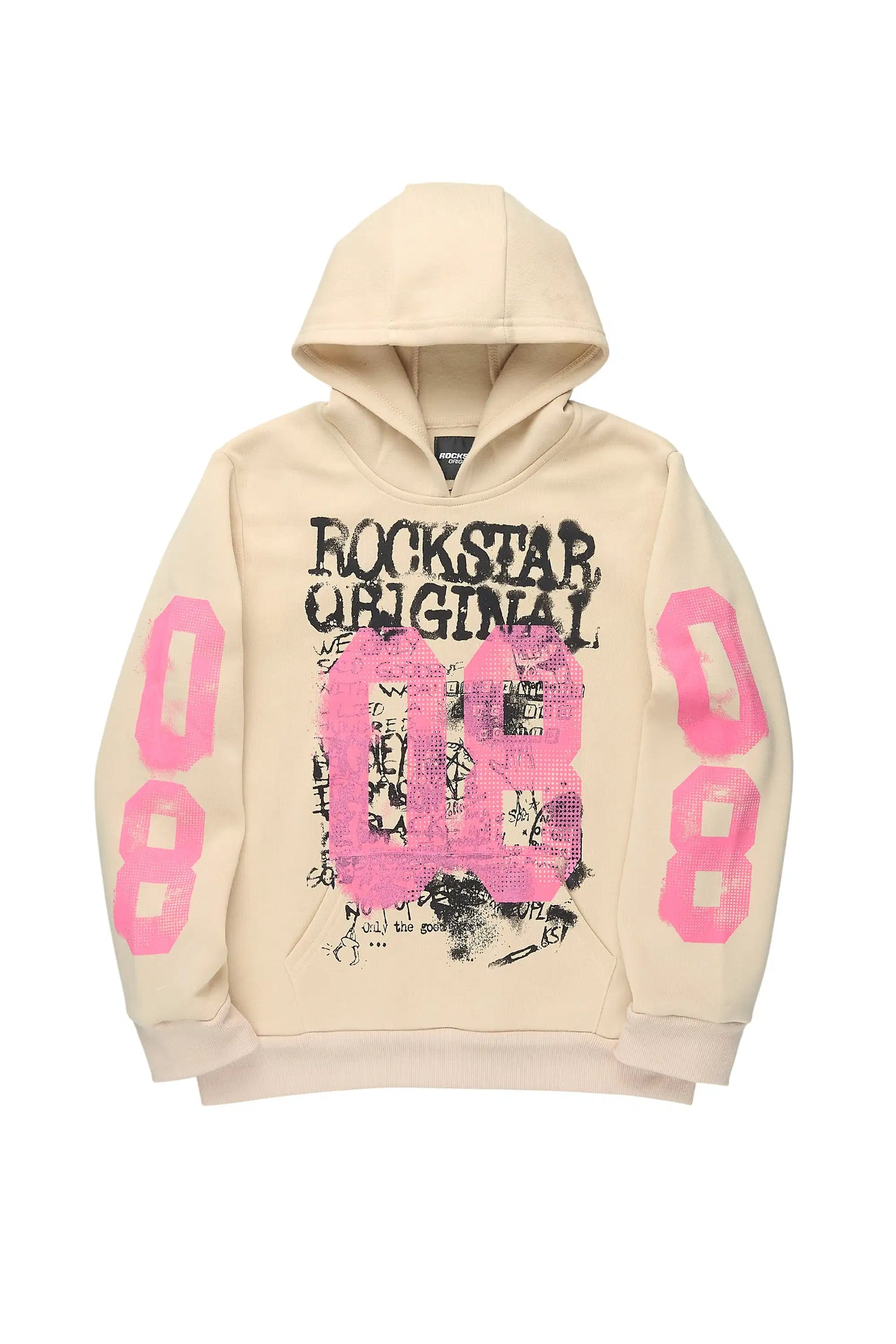 Boys Grill Beige/Pink Graphic Hoodie