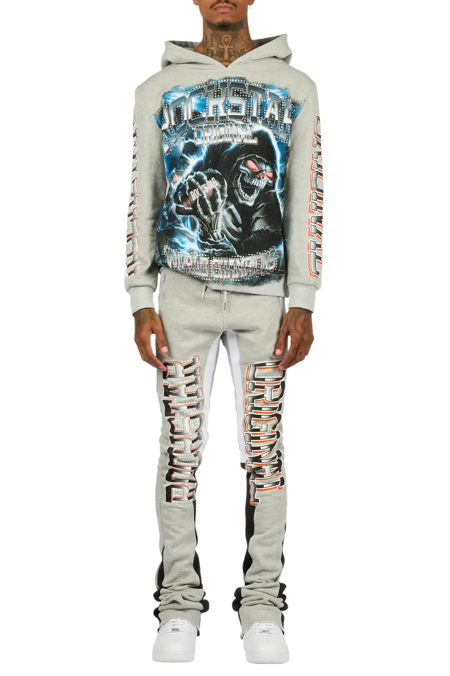 Kross Heather Grey/Multi Hoodie/Super Stacked Track Set