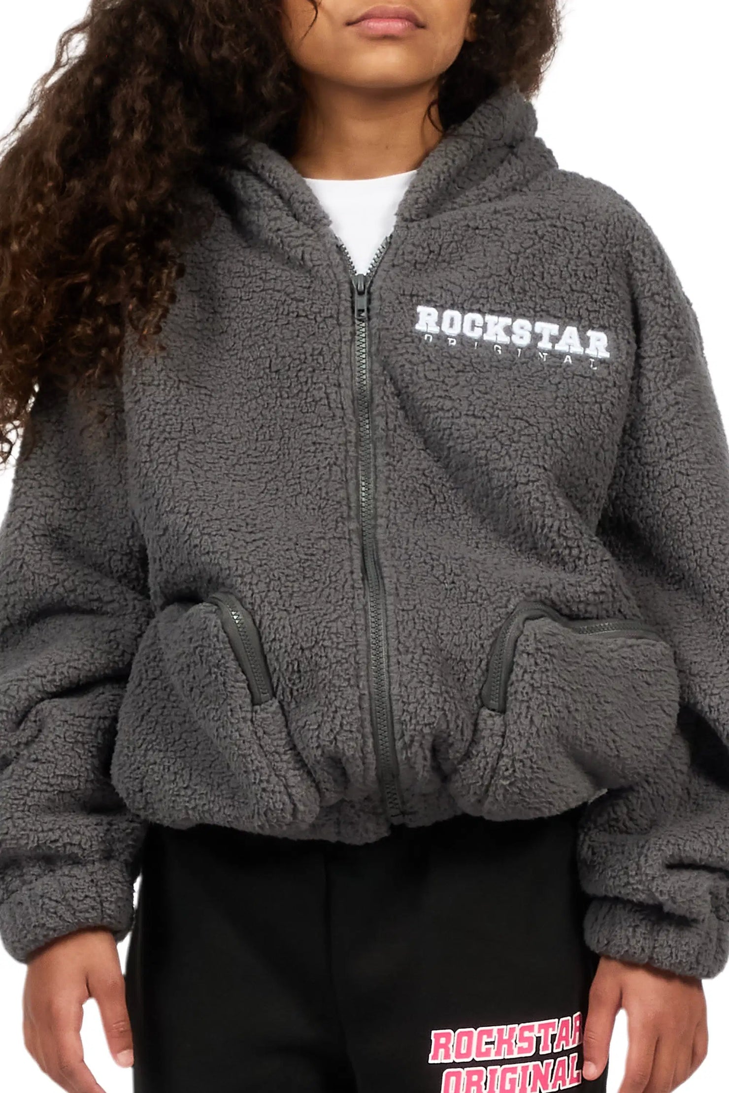 Girls Lonia Grey Sherpa Jacket
