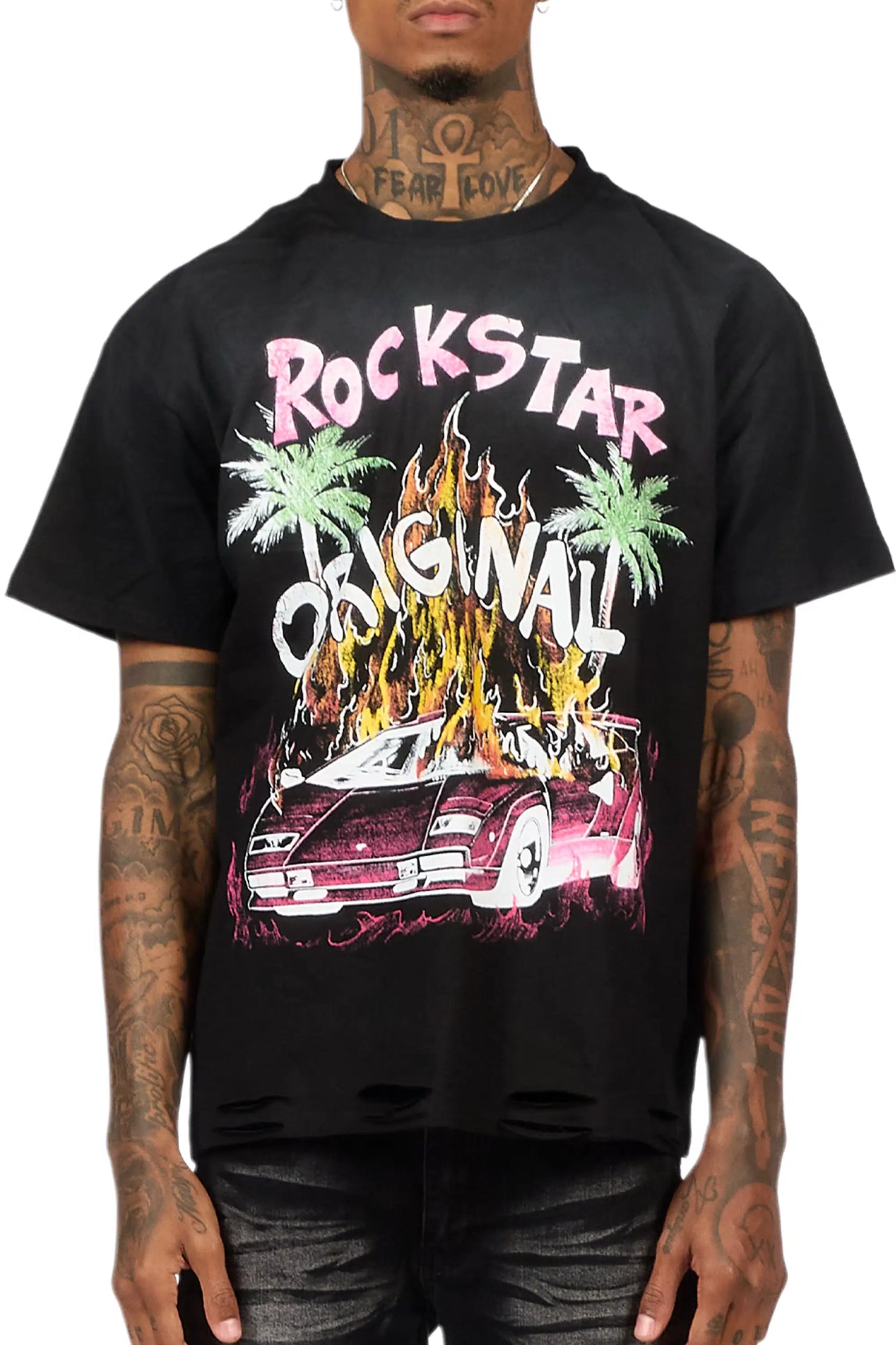 Axrian Black Oversized Graphic T-Shirt