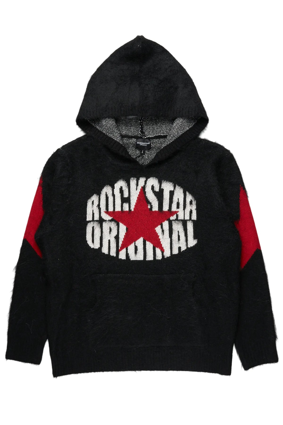 States Black Graphic Knitted Hoodie