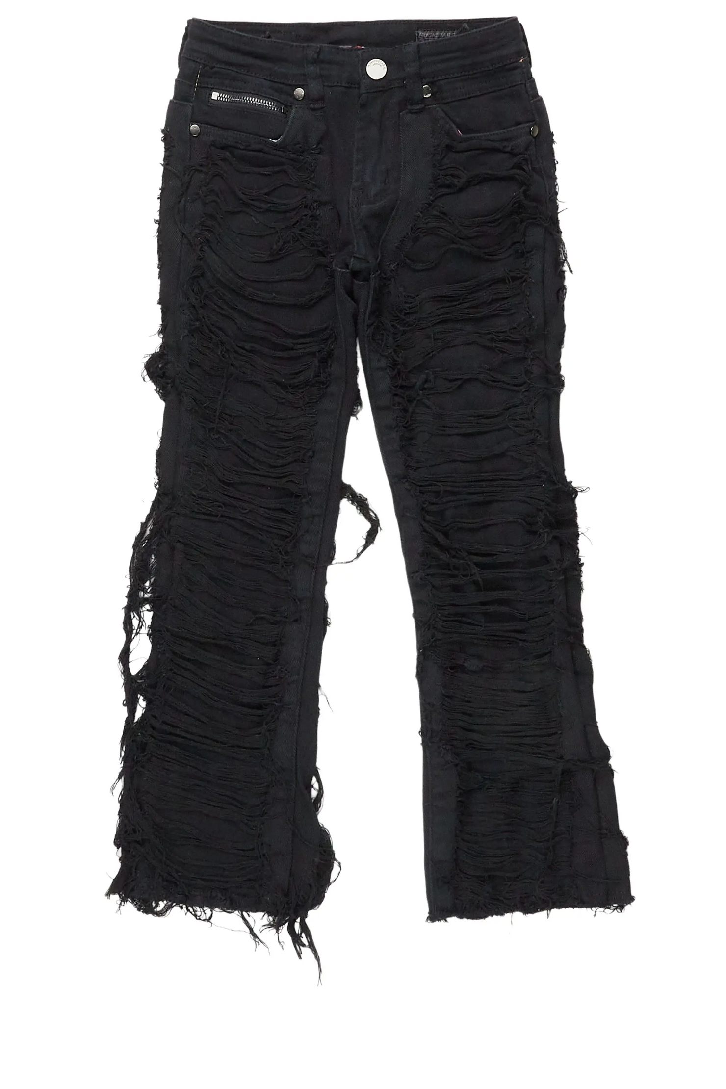 Girls Concetta Jet Black Stacked Flare Jean