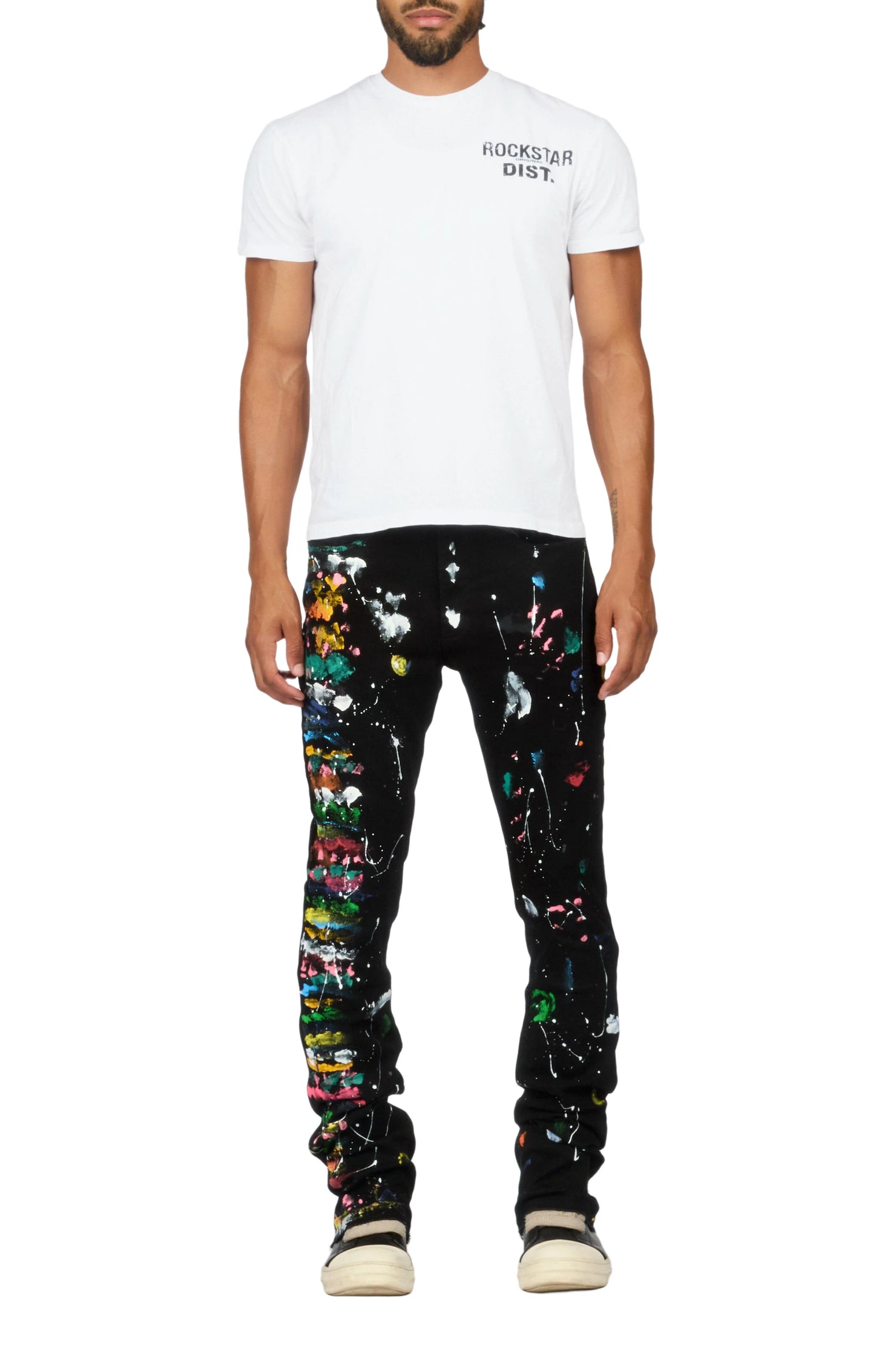 Antoni Black Painter Stacked Flare Jean