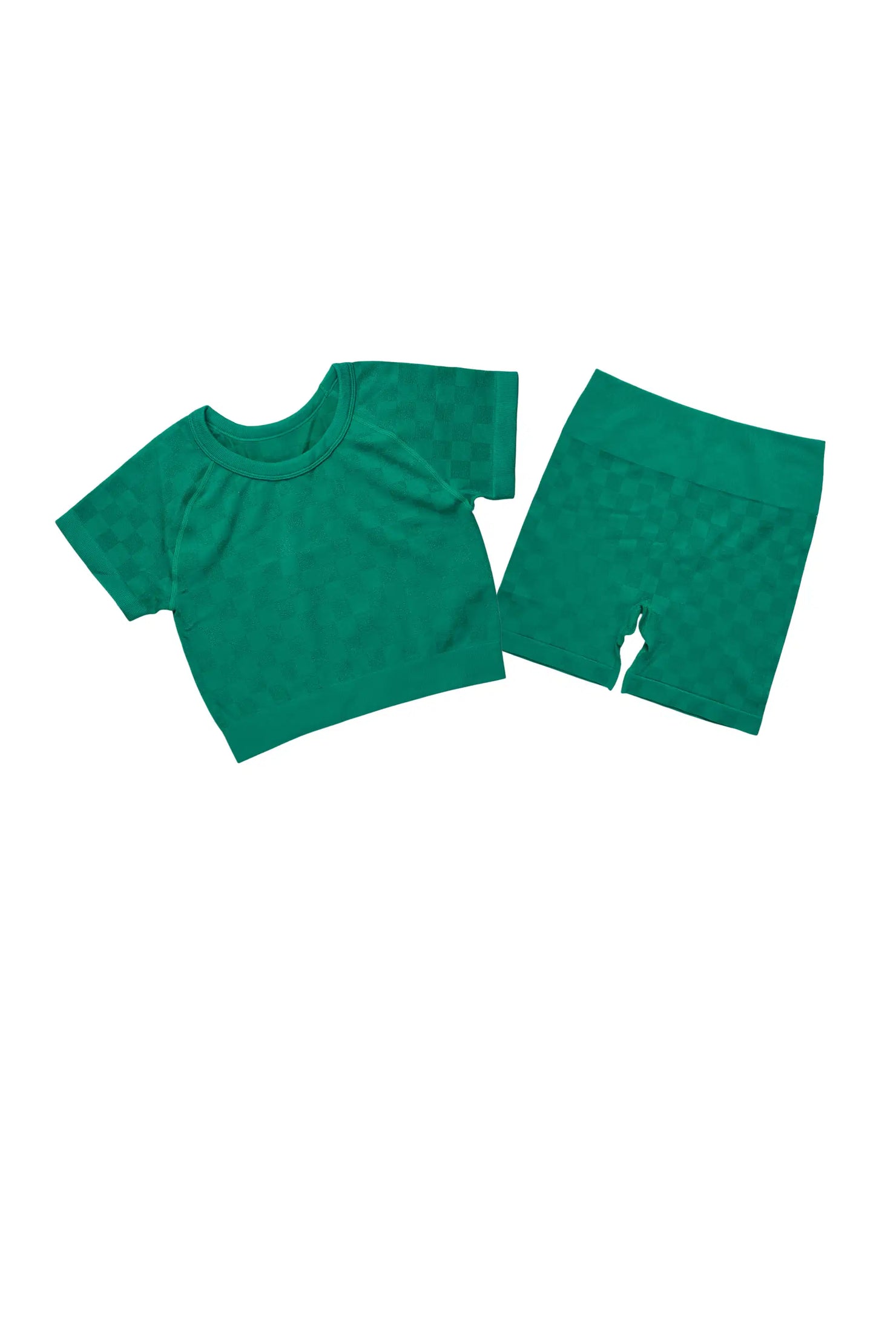 Adrianna Green Checkered Bike Short Set