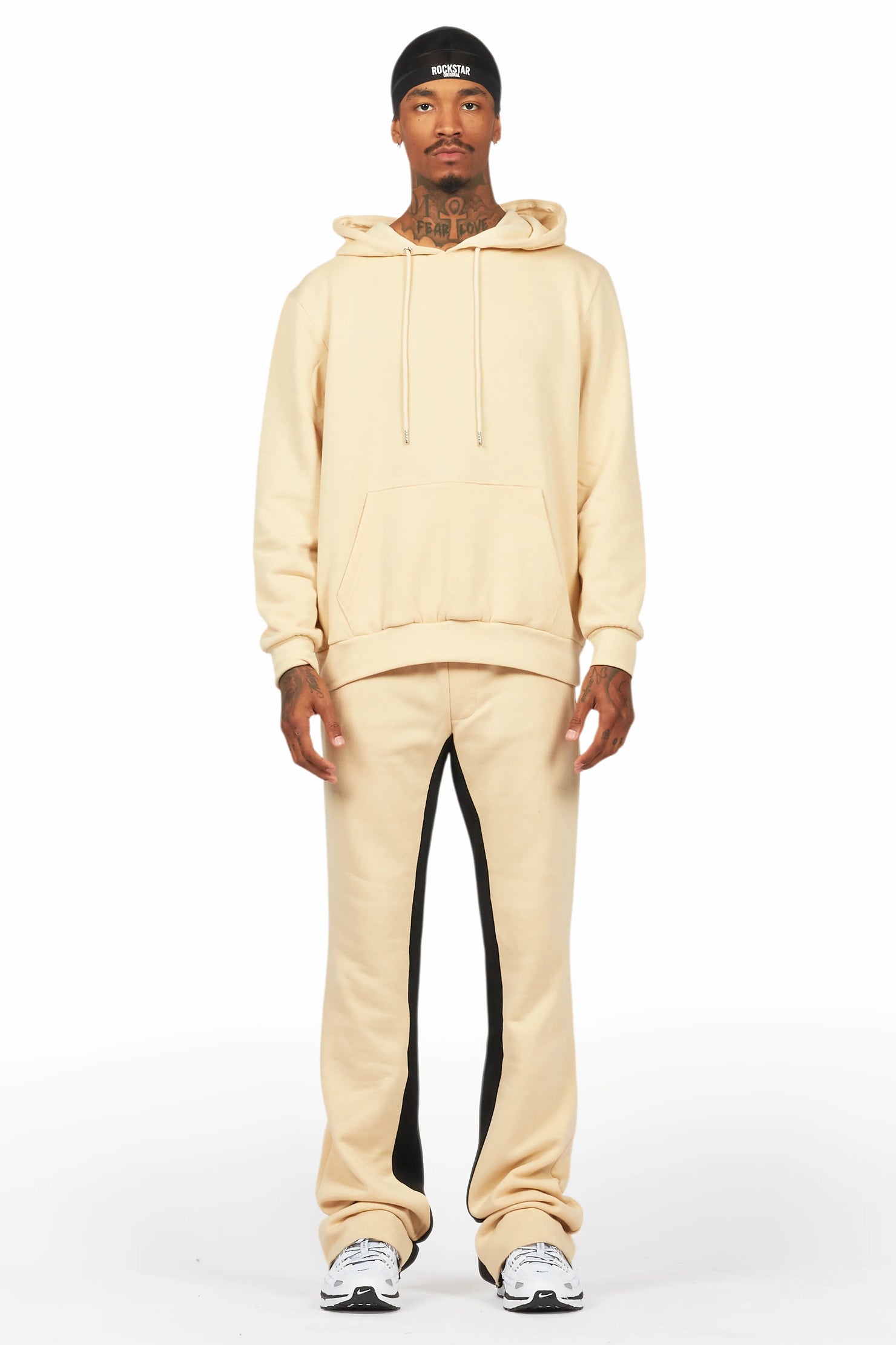 Basic Beige Hoodie/Baggy Track Pant Set
