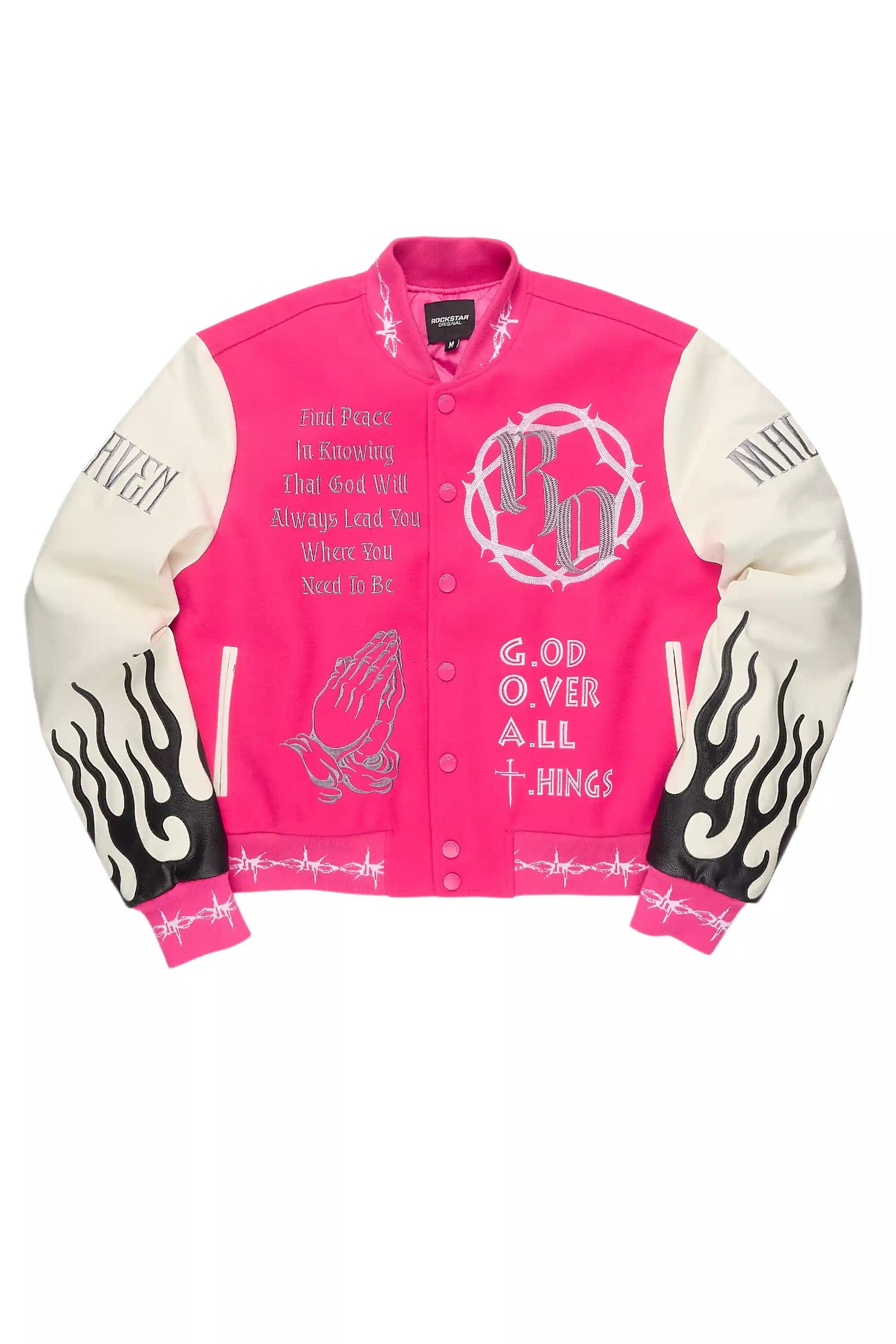 Yalanda Hot Pink Oversized Varsity Jacket