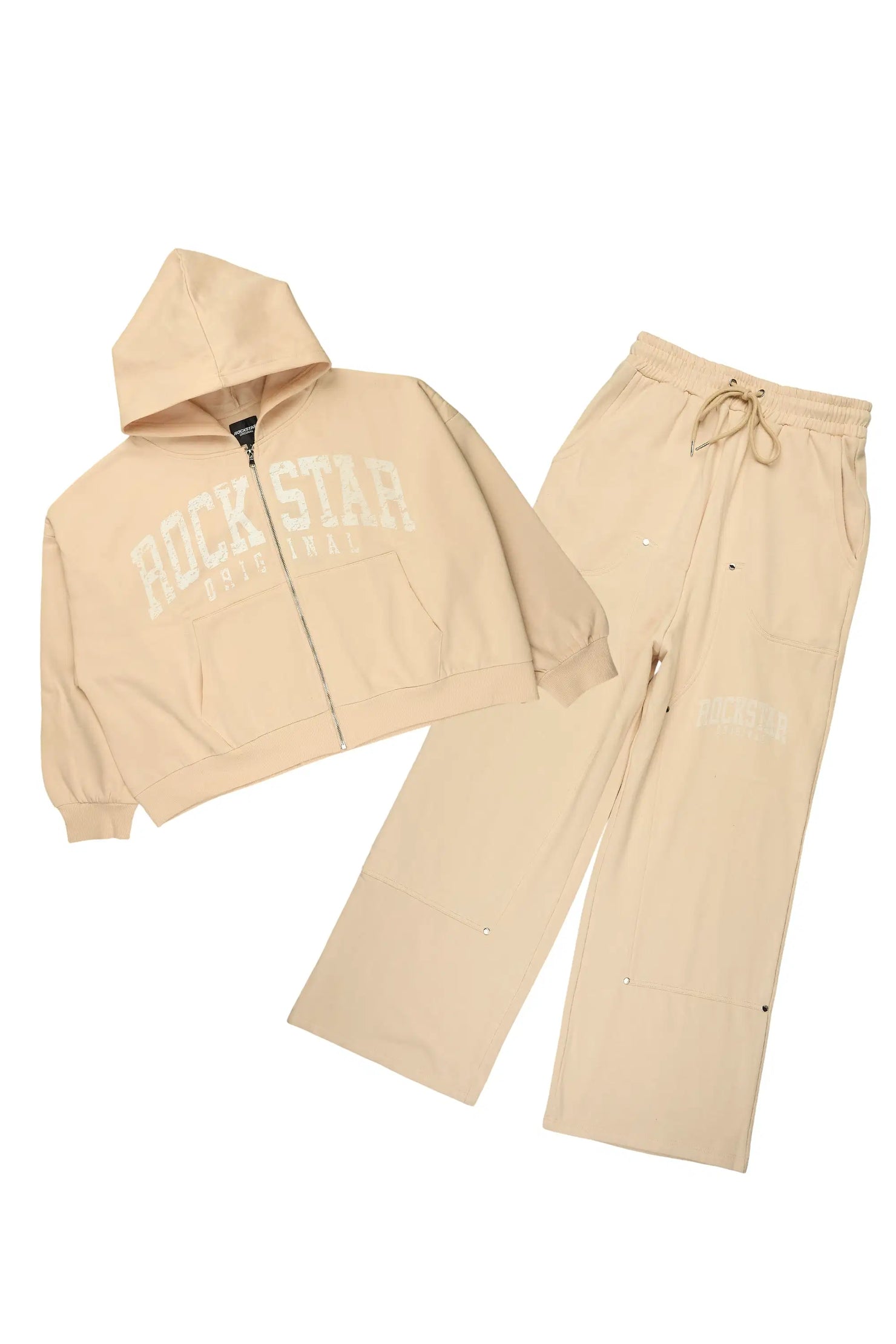 Warrior Beige Hoodie Baggy Fit Pant Track Set