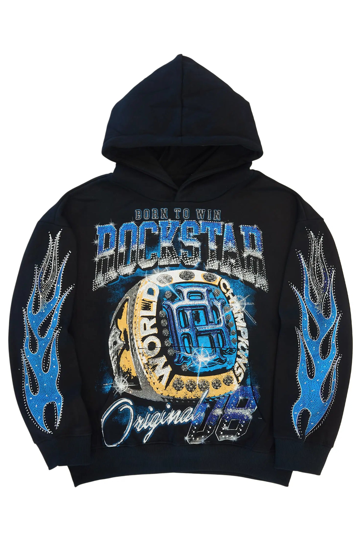 Glans Black Rhinestone Oversized Hoodie