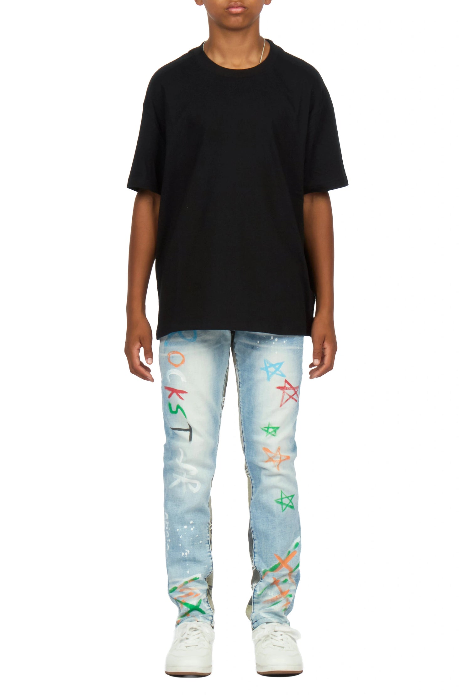 Boys Strass Blue Painted Slim Jean