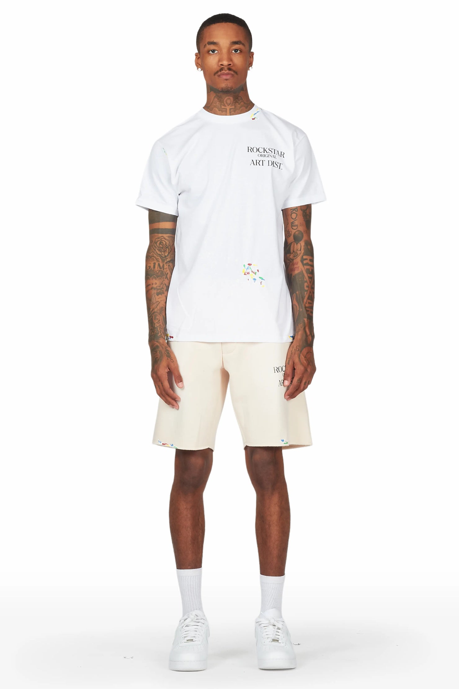 Rockstar Art Dist. White/Beige T-Shirt Short Set