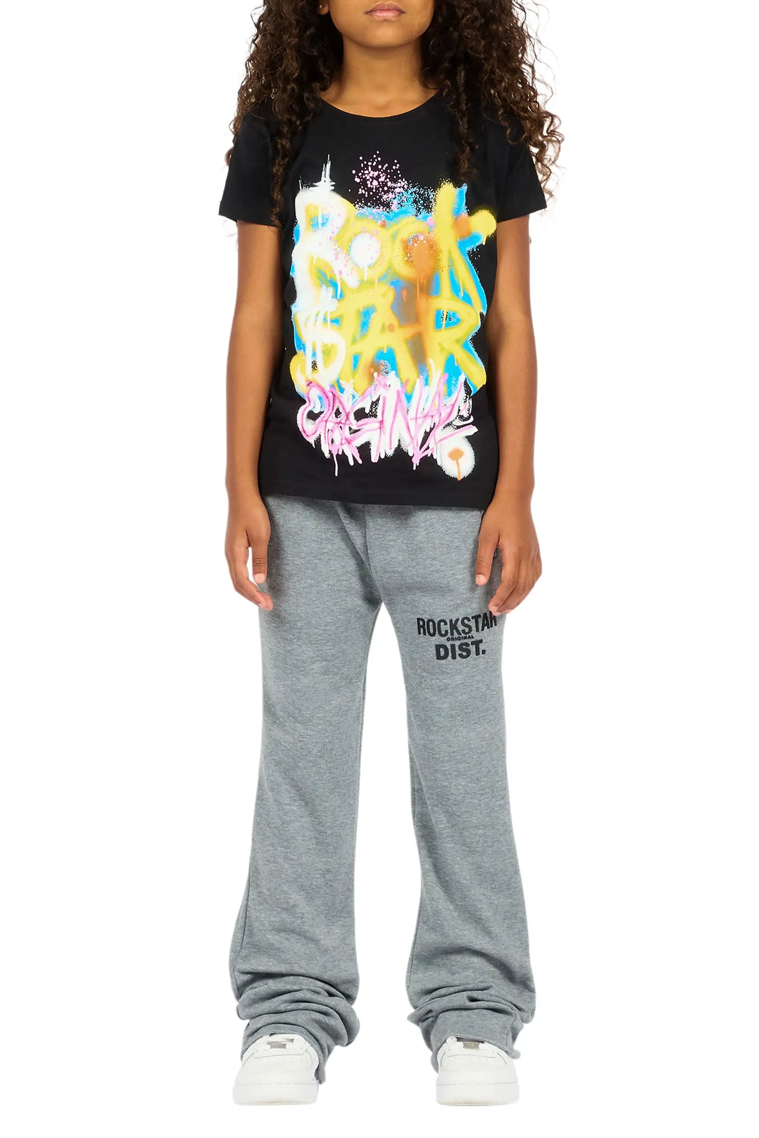 Girls Juliana Grey Stacked Flare Pant