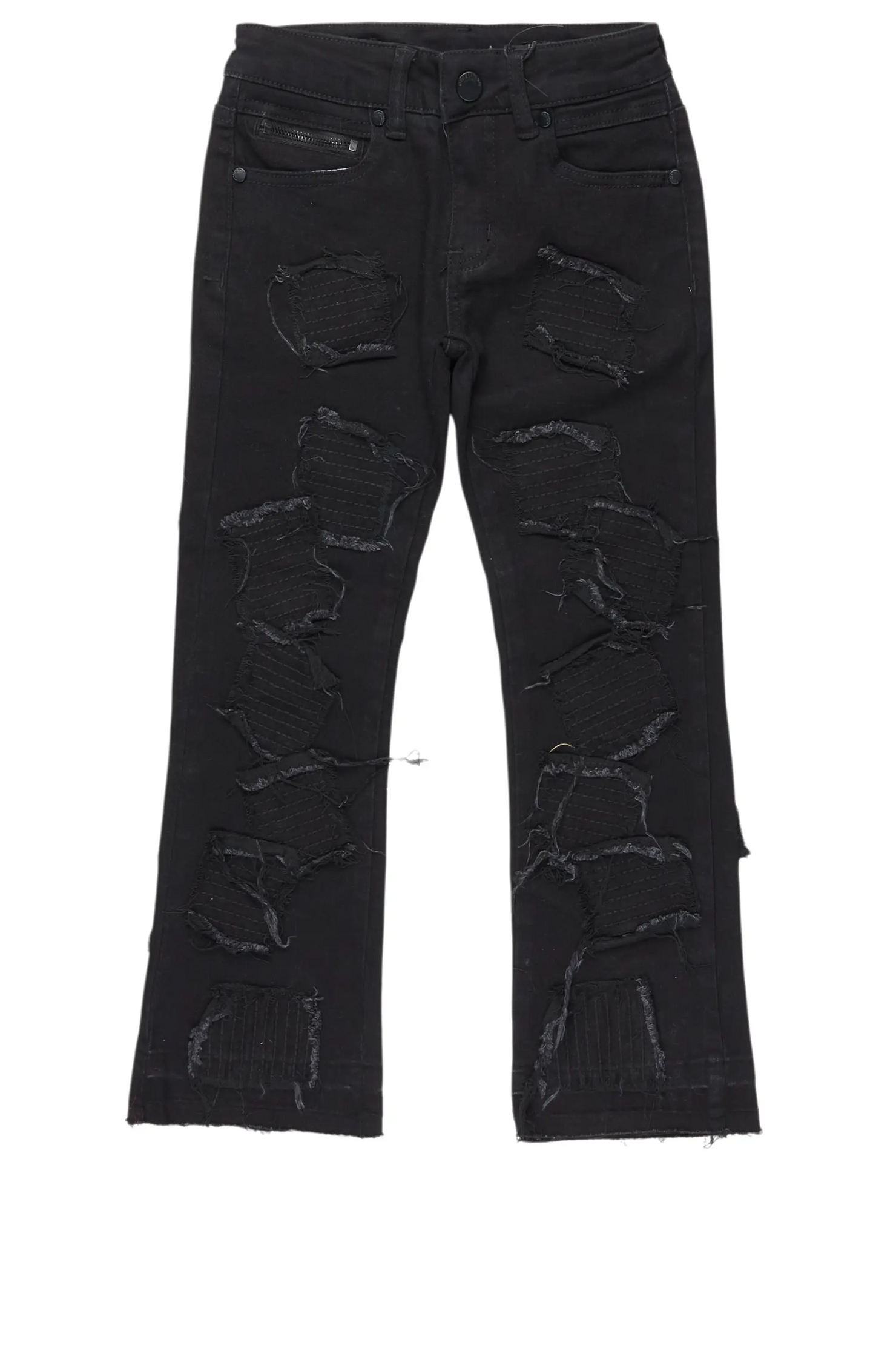 Boys Gawel Jet Black Stacked Flare Jean