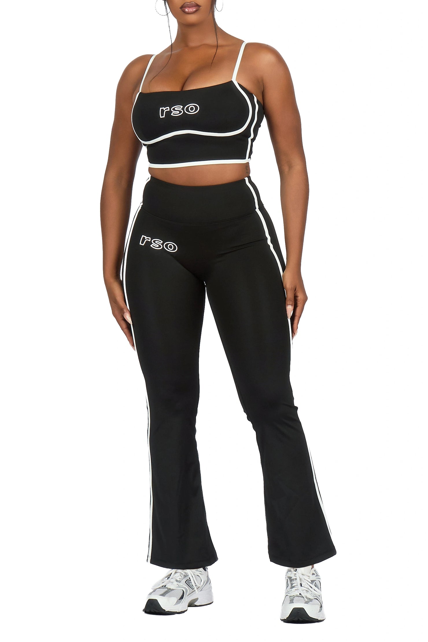 Karmen Black Tank Active Flare Pant Set
