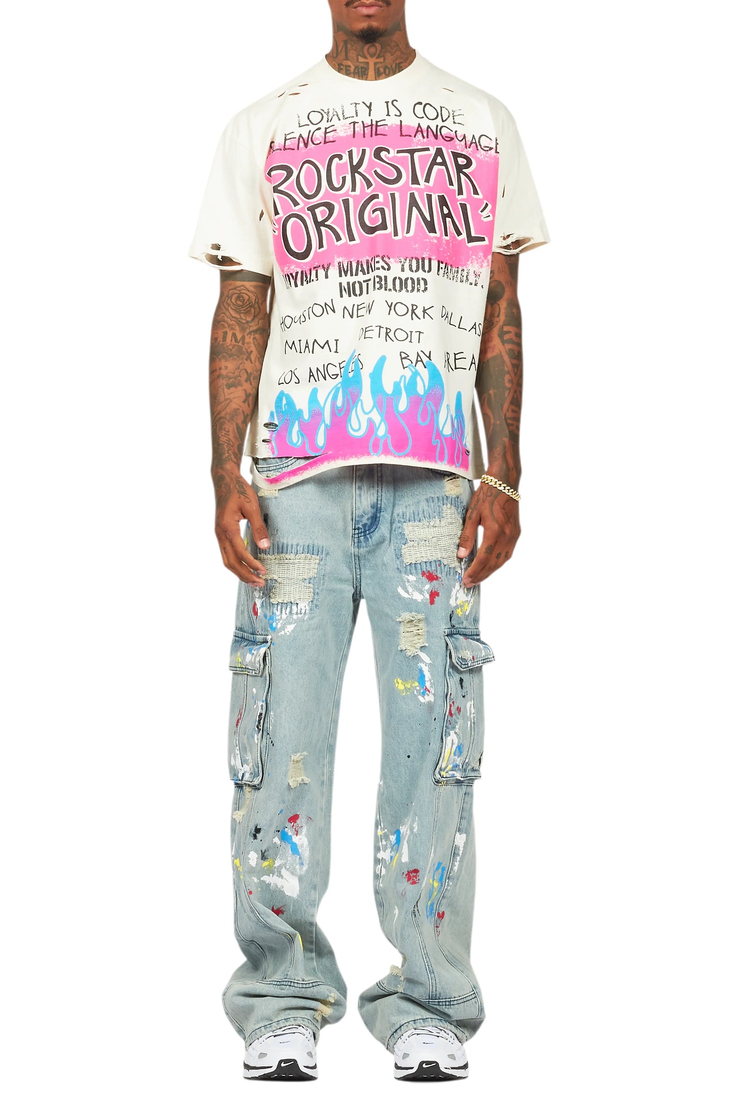 Namas Light Blue Painter Baggy Cargo Jean