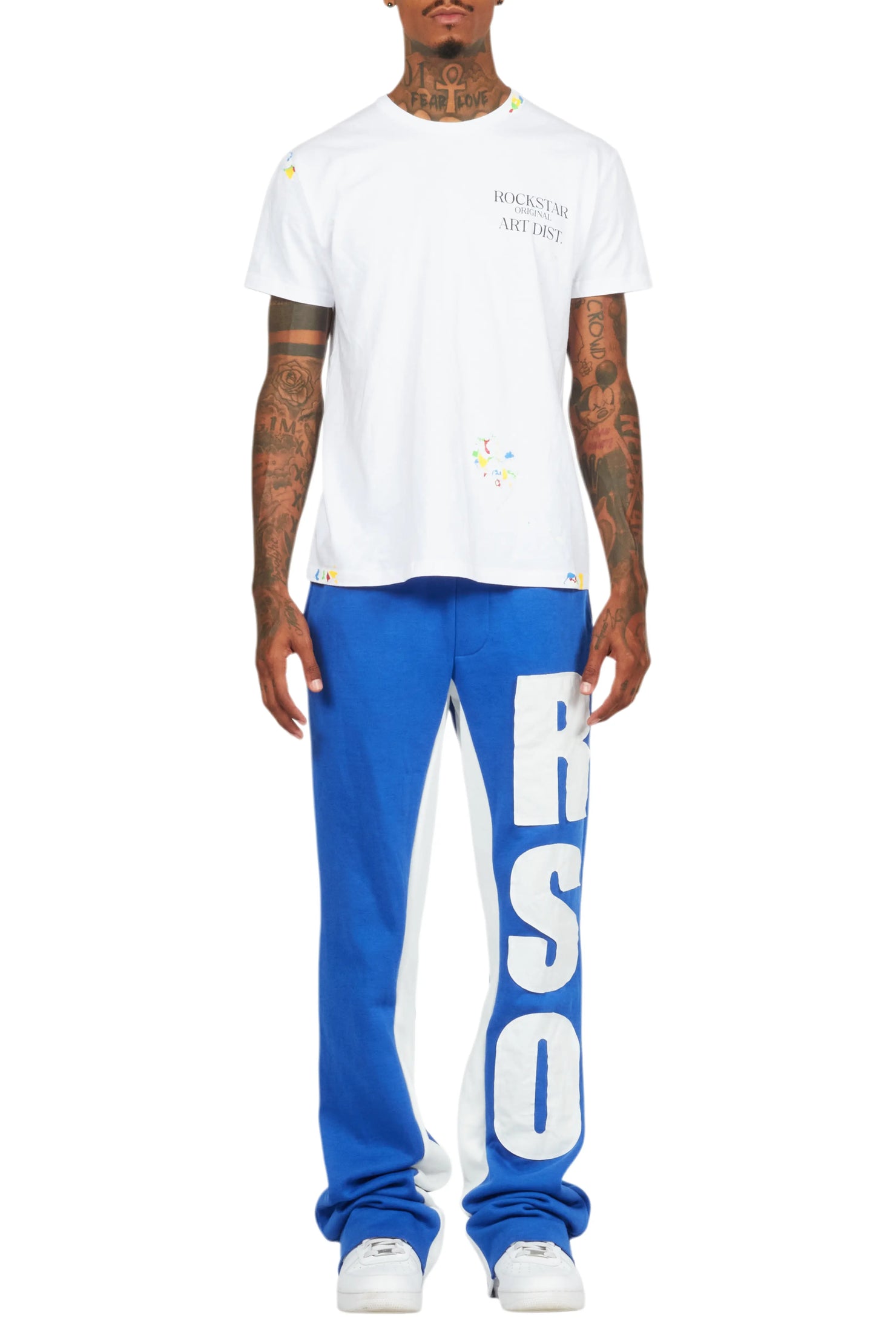 Uko Royal Blue Stacked Baggy Track Pant