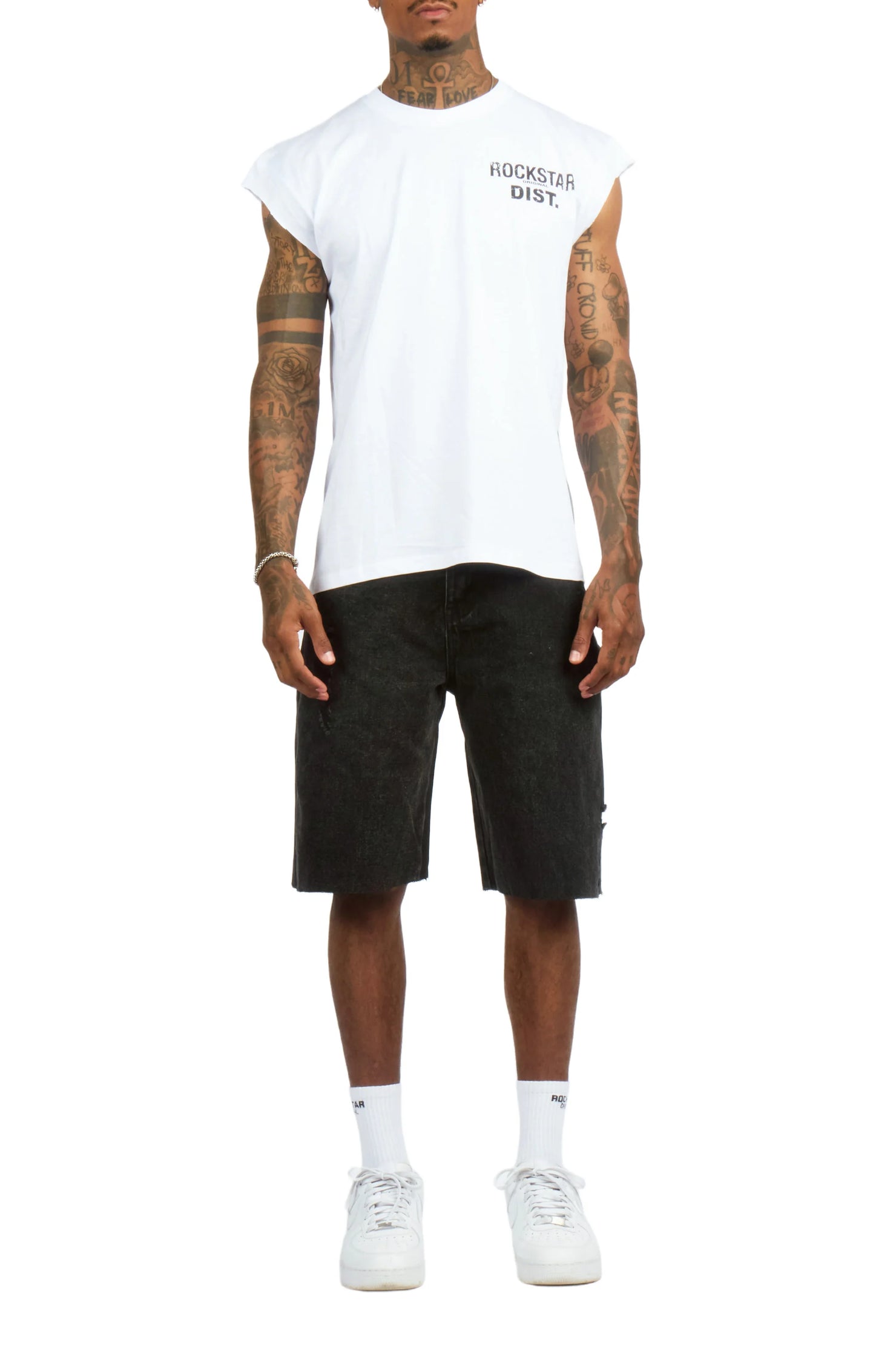 Lake White/Black Graphic T-Shirt & Novacane Denim Short Set