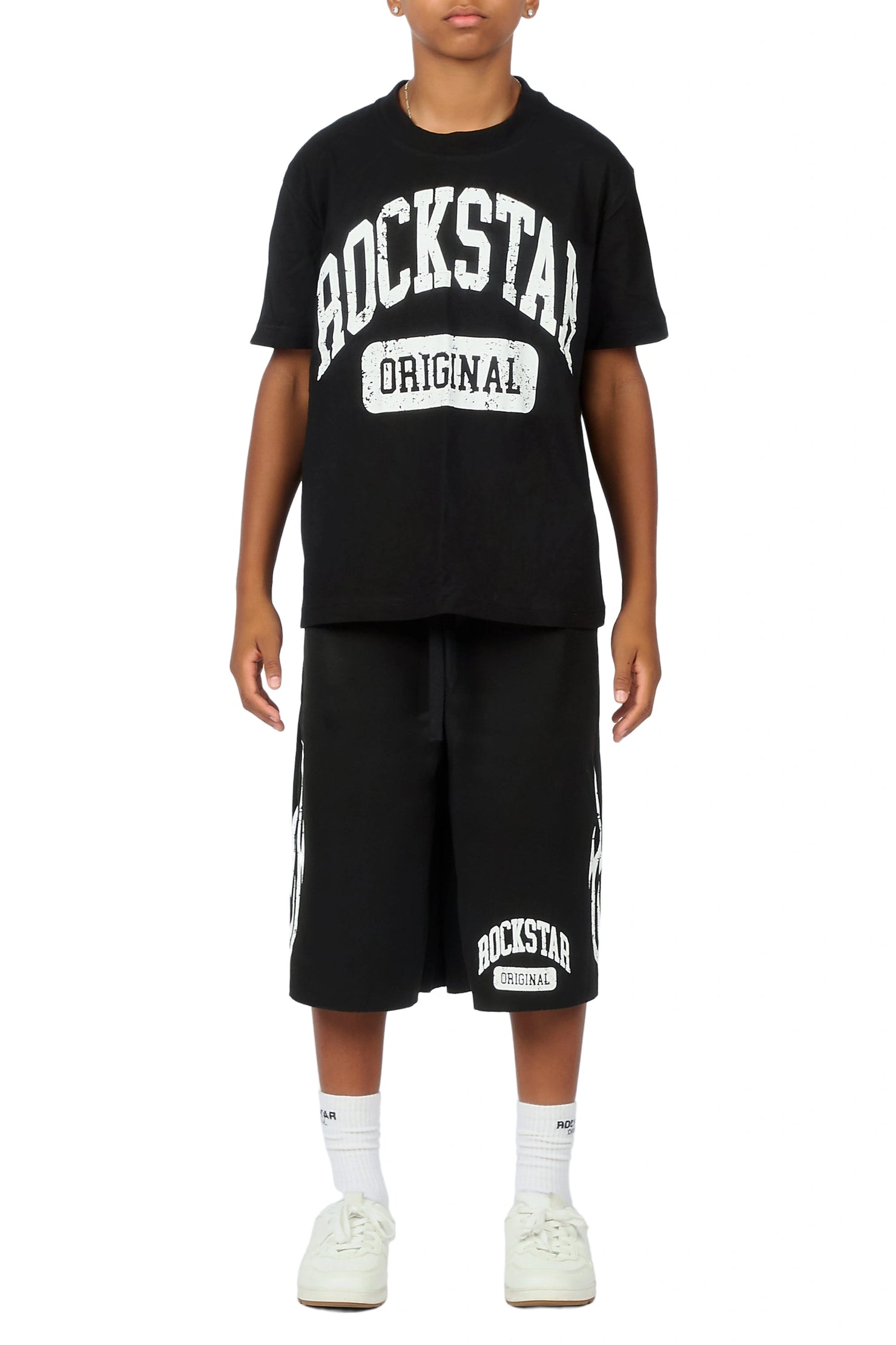 Boys Member Black Oversized T-Shirt/Short Set
