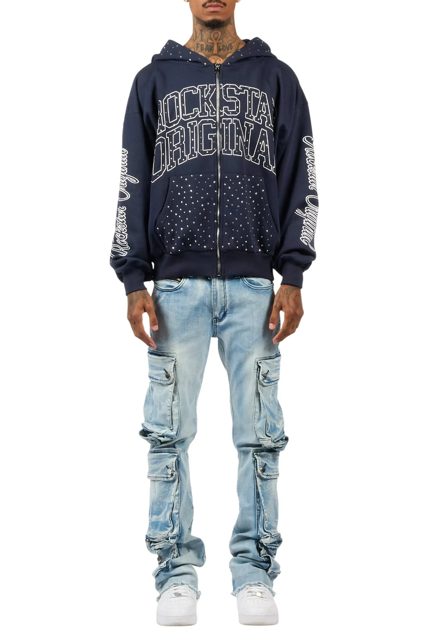 Cloudy Light Blue Stacked Flare Jean