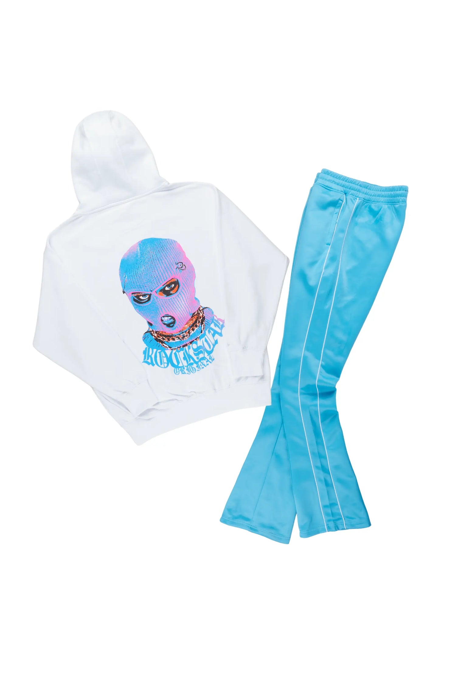 Murdra White/Blue Hoodie Track Set