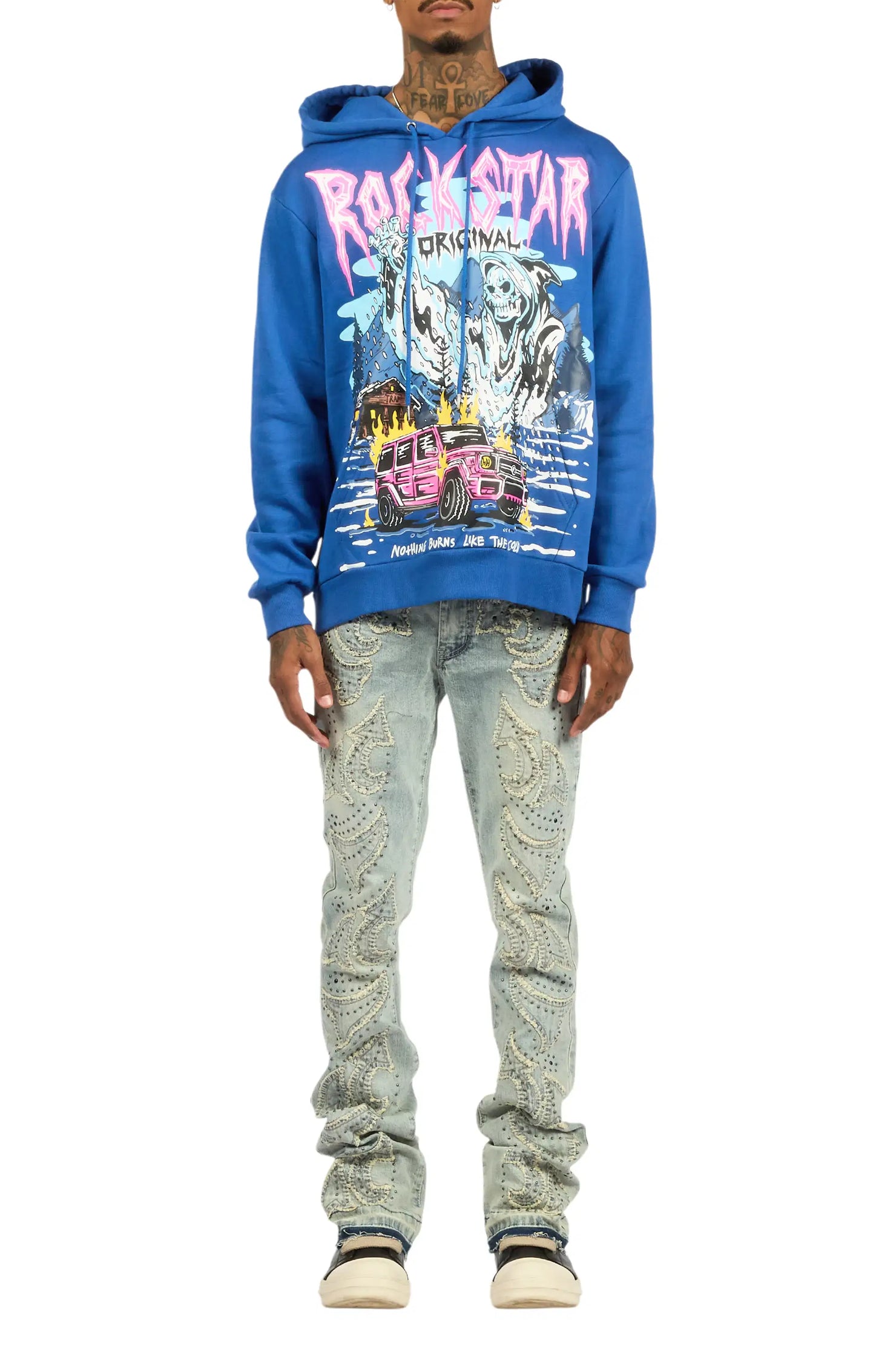 Westy Studded Light Blue Stacked Flare Jean