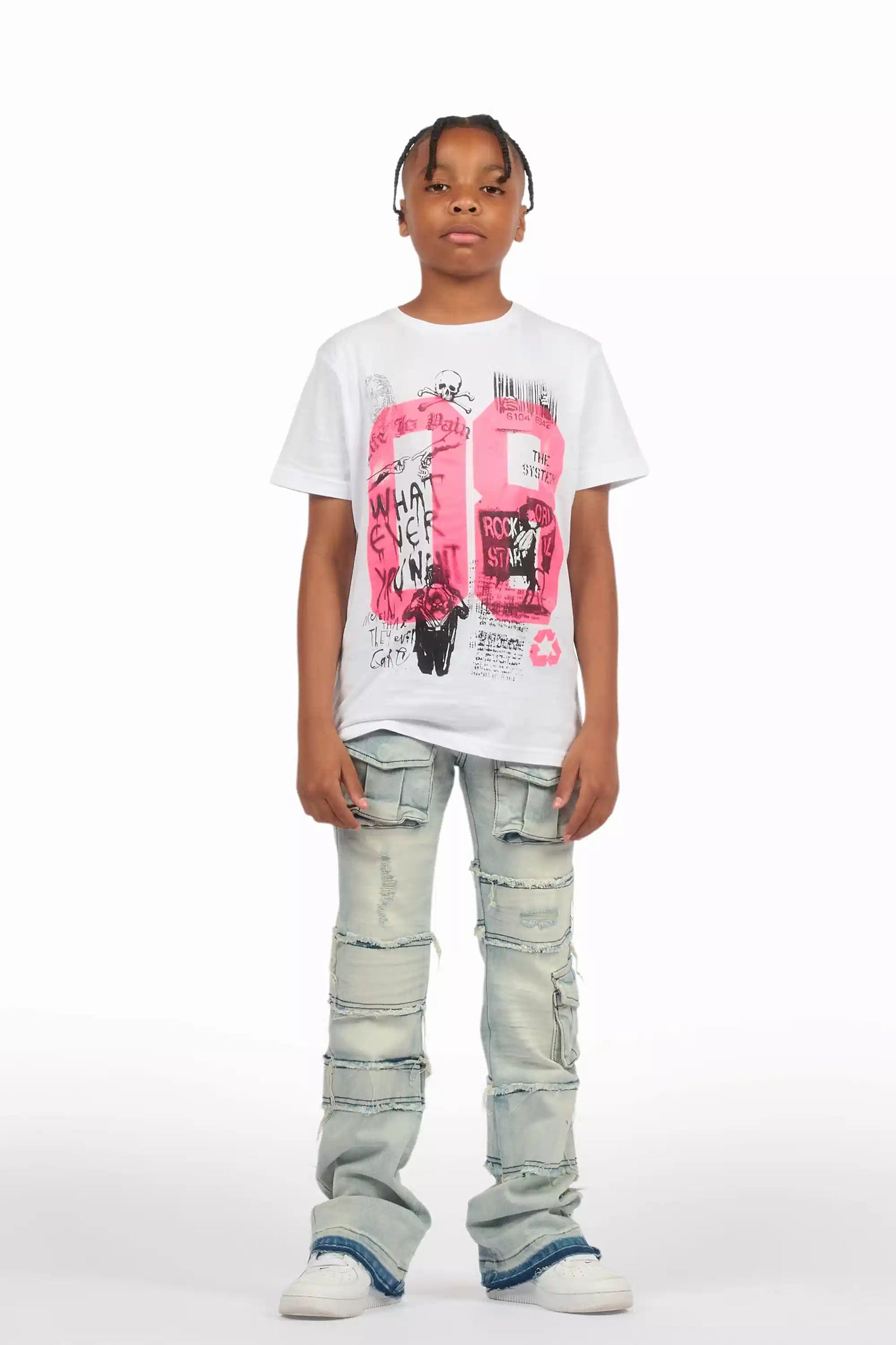 Boys Folant Light Blue Stacked Flare Jean