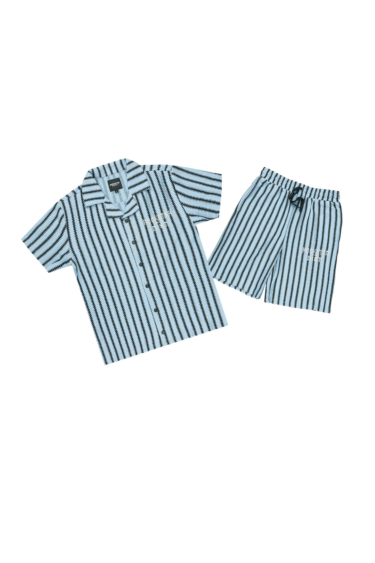 Boys Gerald Black/Light Blue Button Down Shirt/Short Set