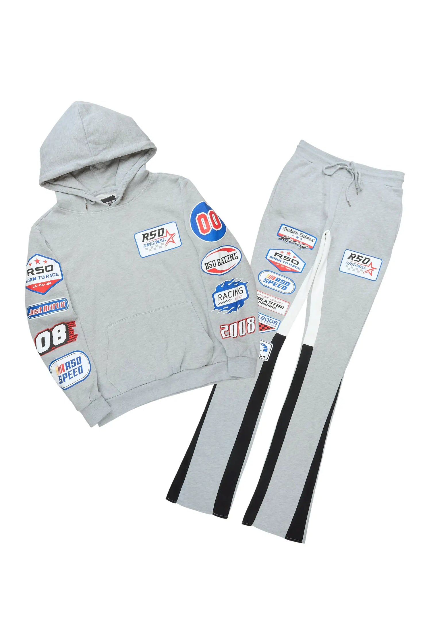 Komanda Heather Grey/Multi Hoodie/Stacked Flare Track Set