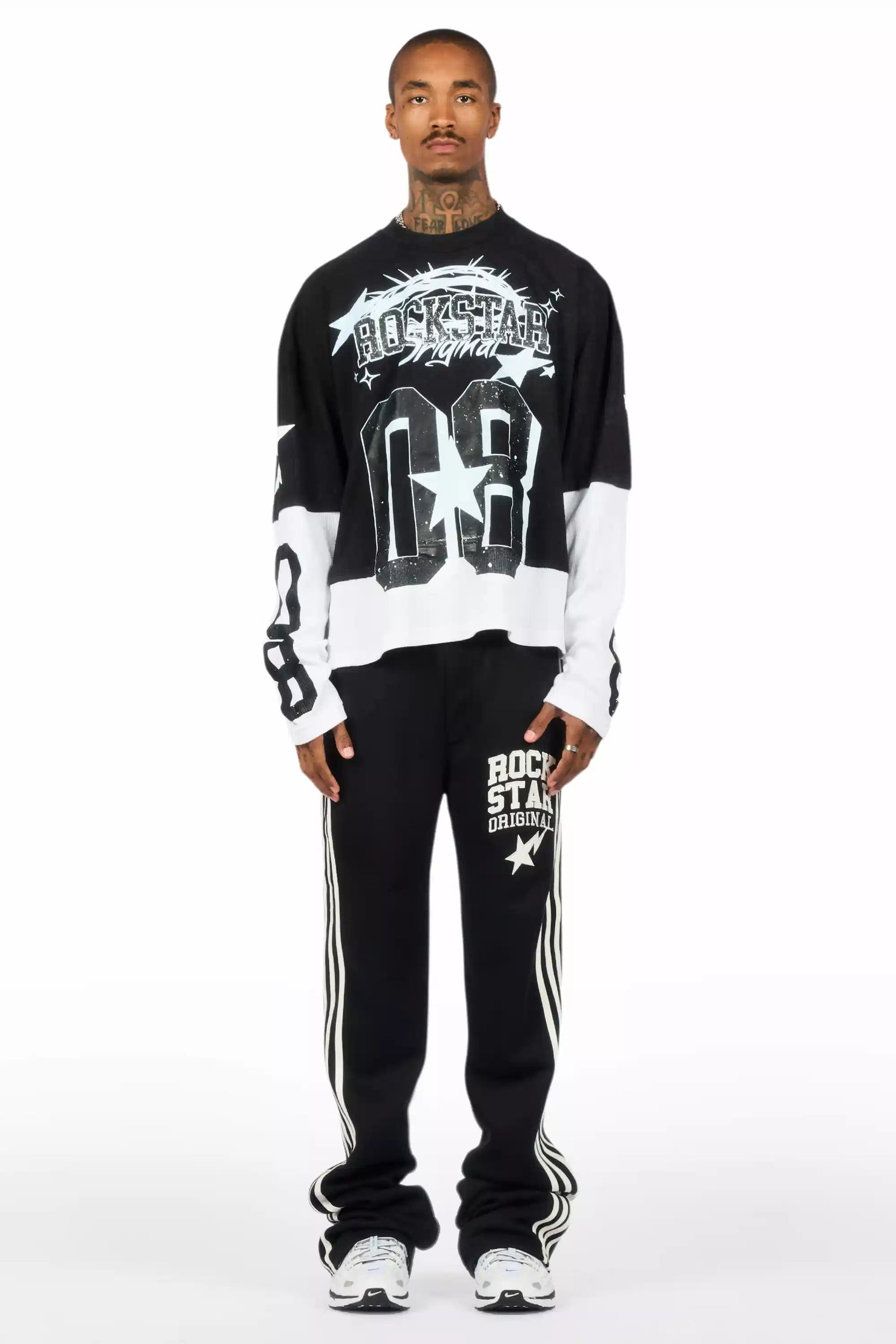 Gerrit Black Fleece Stacked Baggy Track Pant