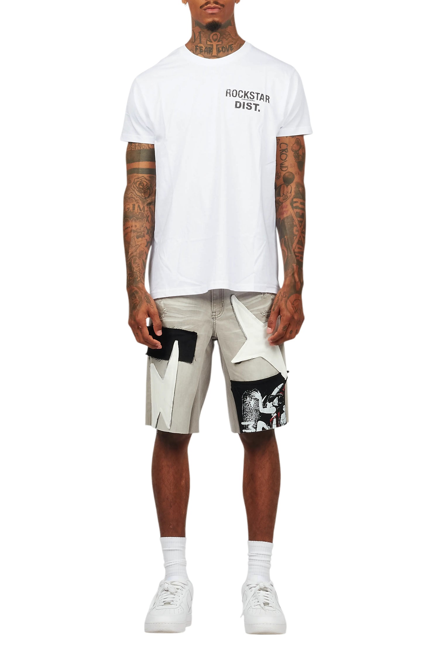 Akos White T-Shirt/Denim Short Set