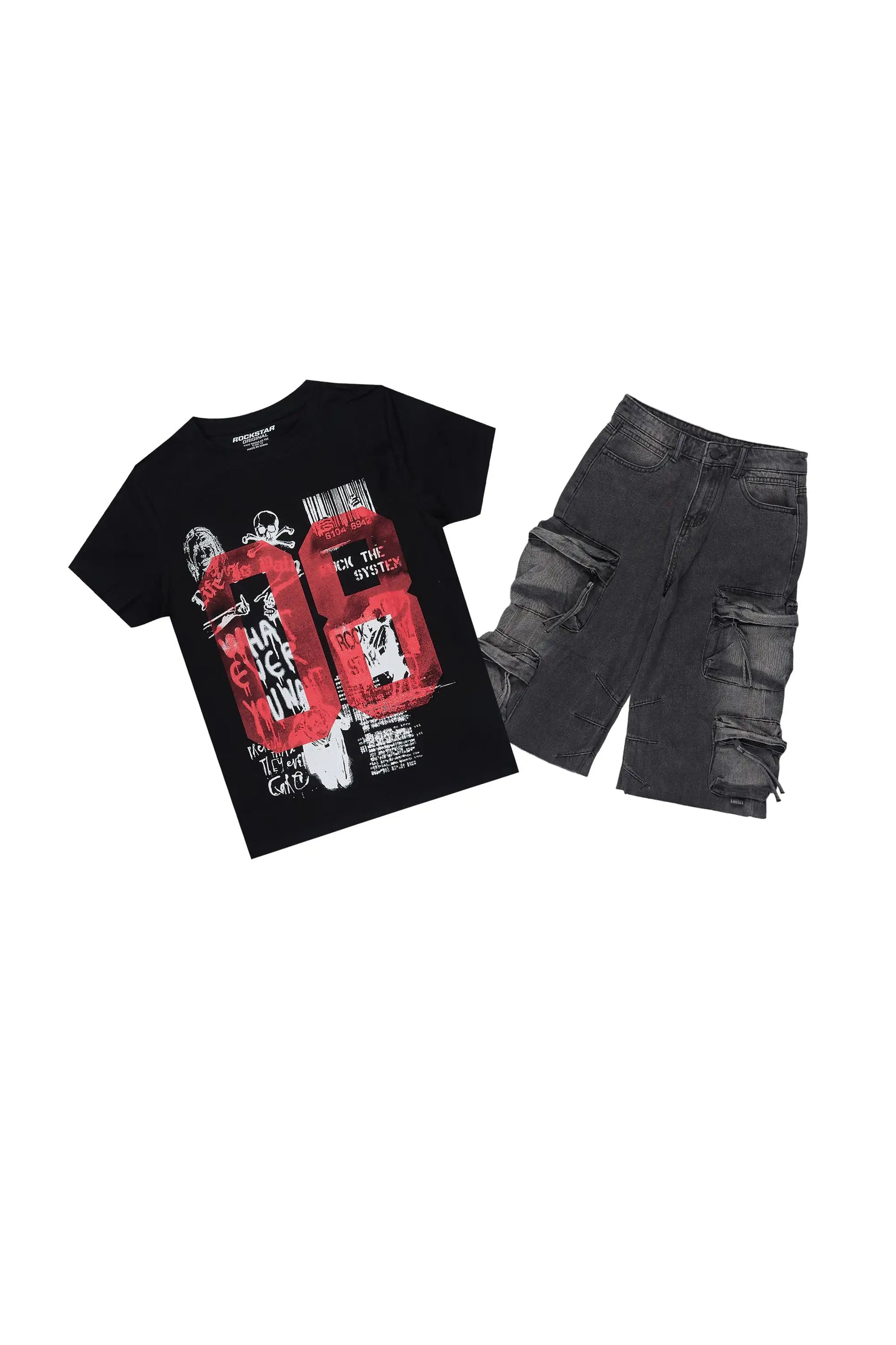 Boys Beau Black T-Shirt Short Set