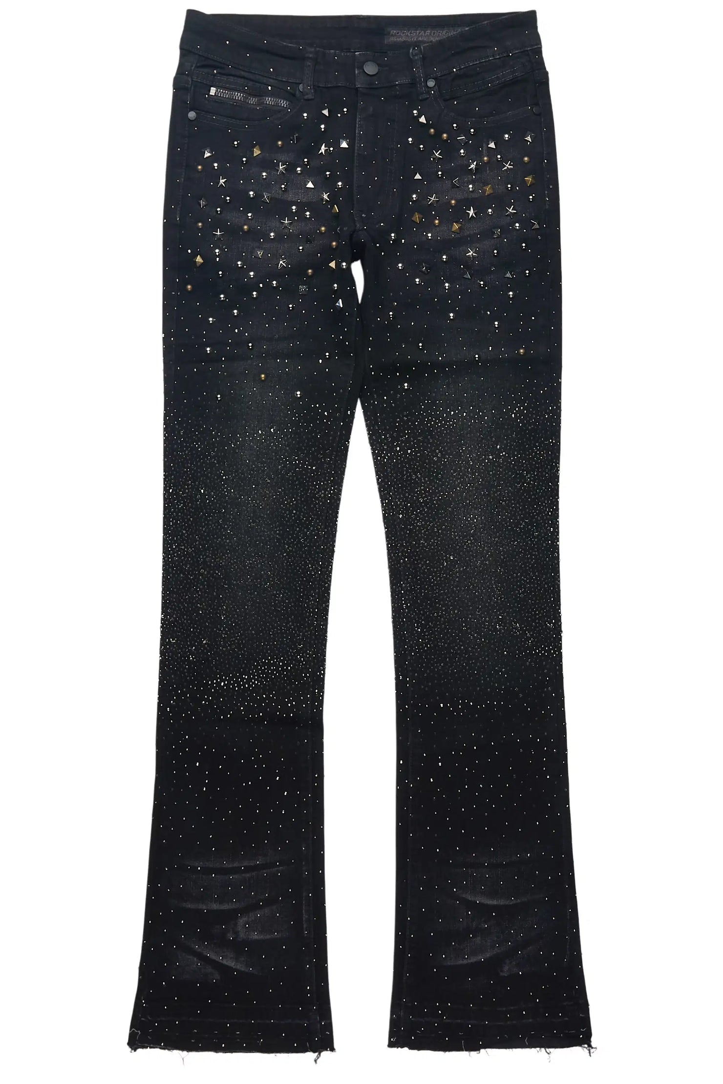 Onyx Dark Grey Stacked Flare Jean