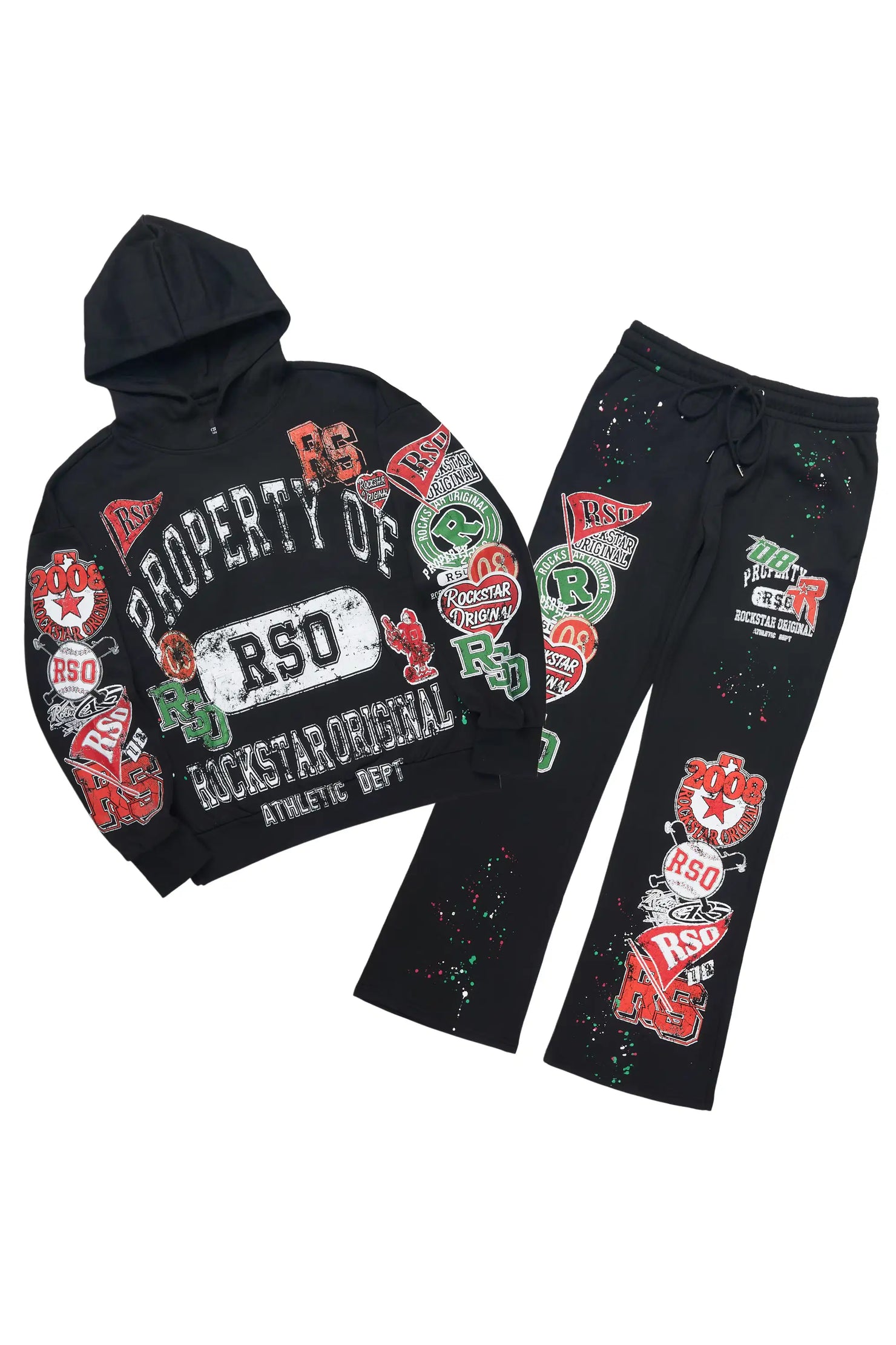 Syrix Black Hoodie Relaxed Track Set