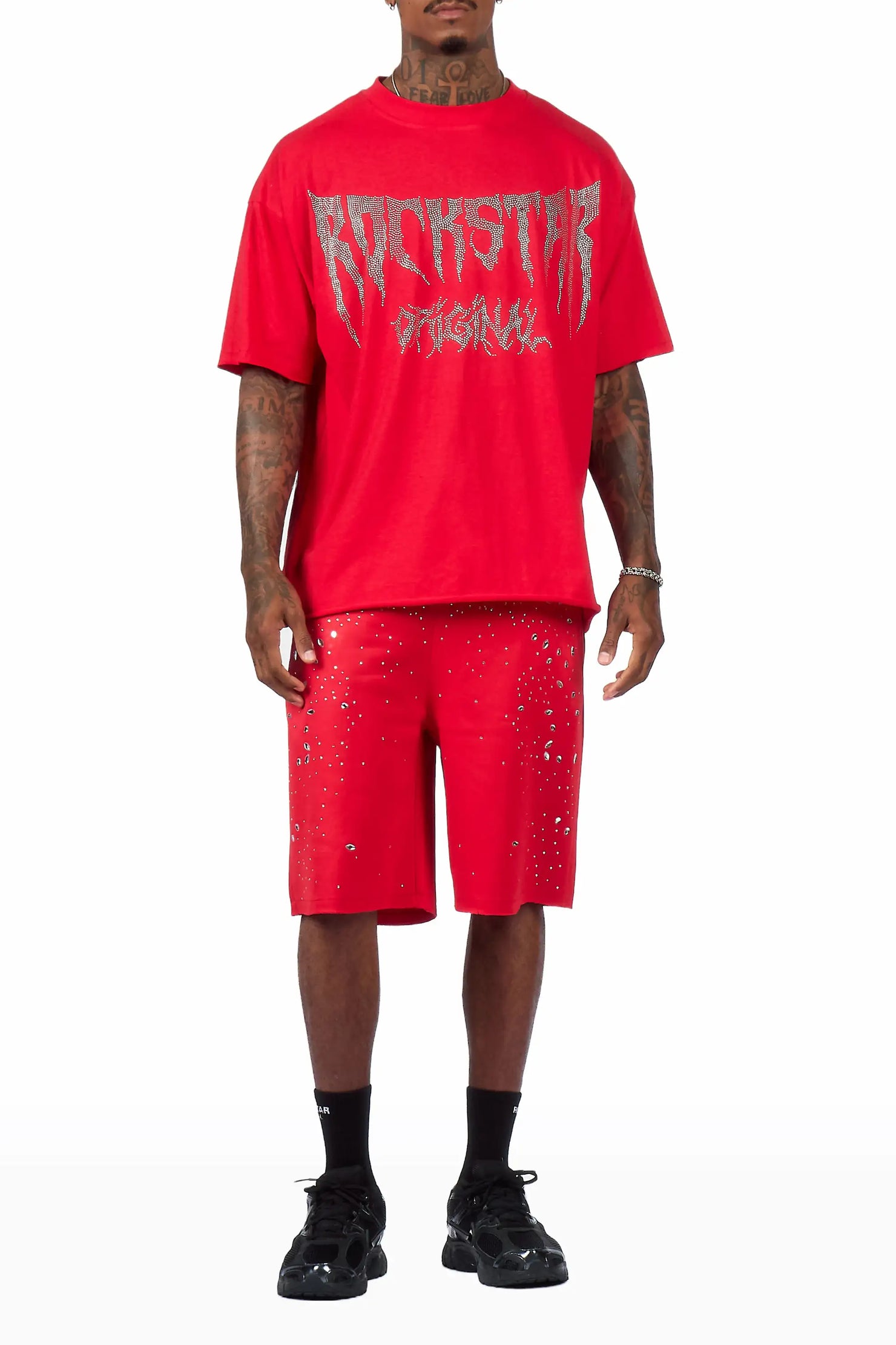 Twinkle Red Rhinestone T-Shirt/Short Set