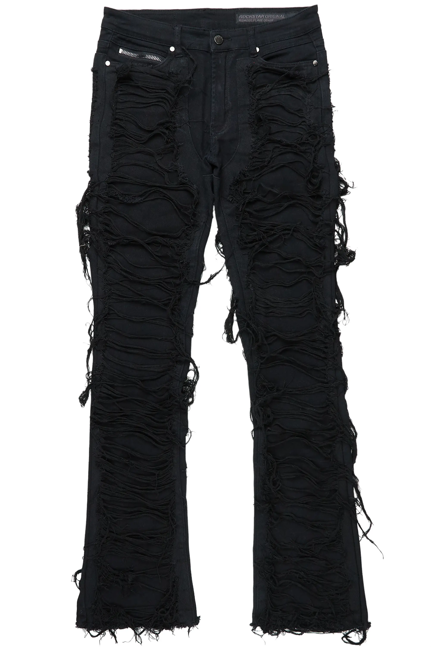 Conrad Jet Black Stacked Flare Jean