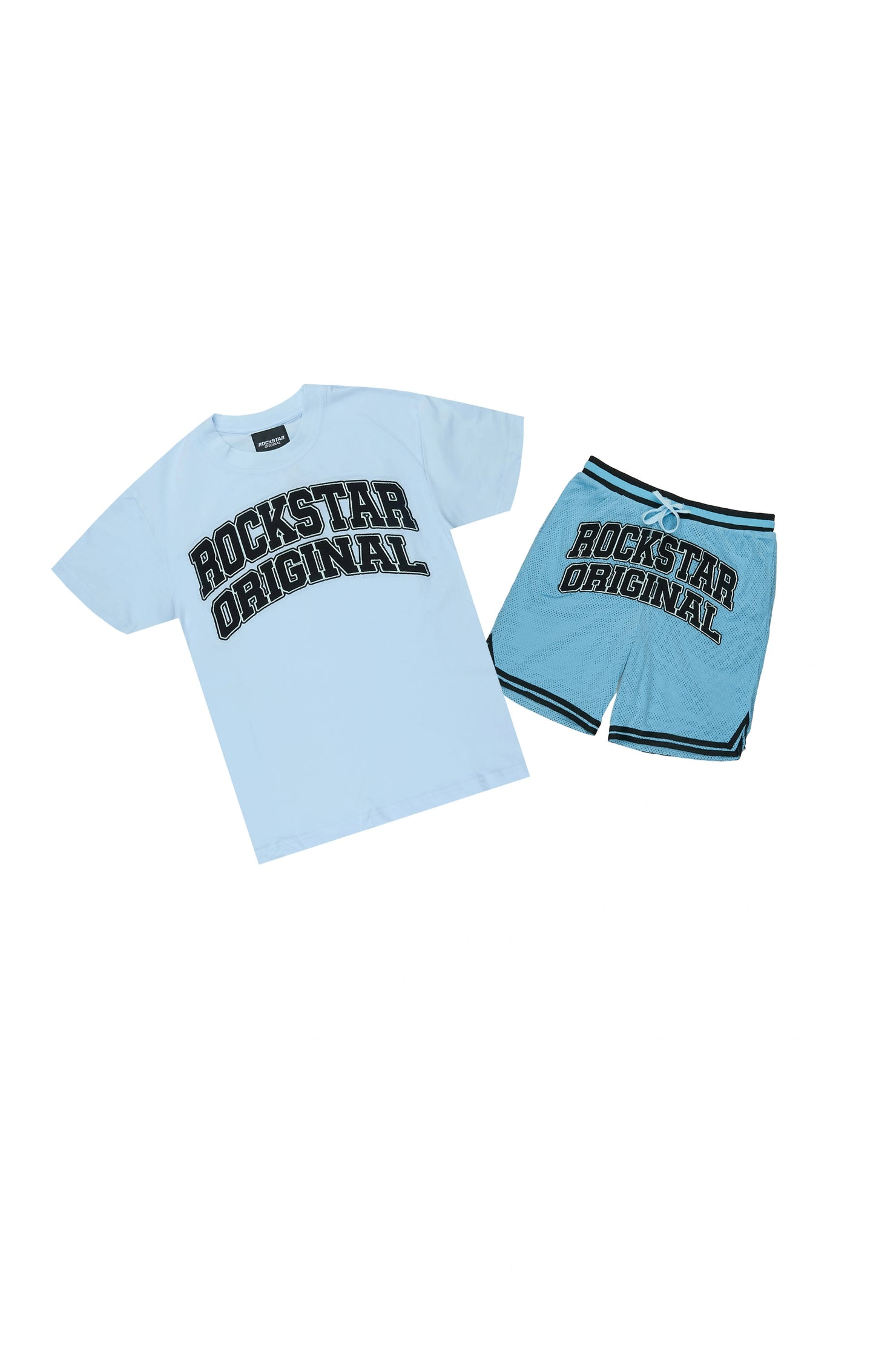 Boys Hooper Sky Blue Oversized T-Shirt/Short Set