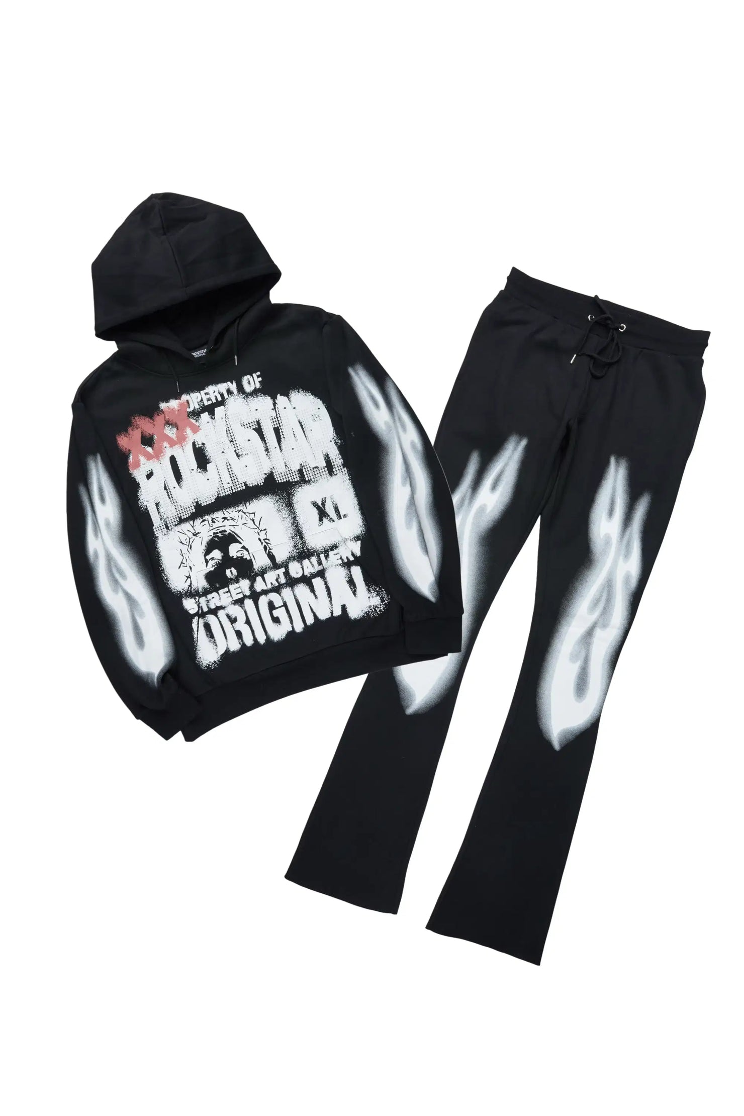 Kyo Black Hoodie Stacked Track Set