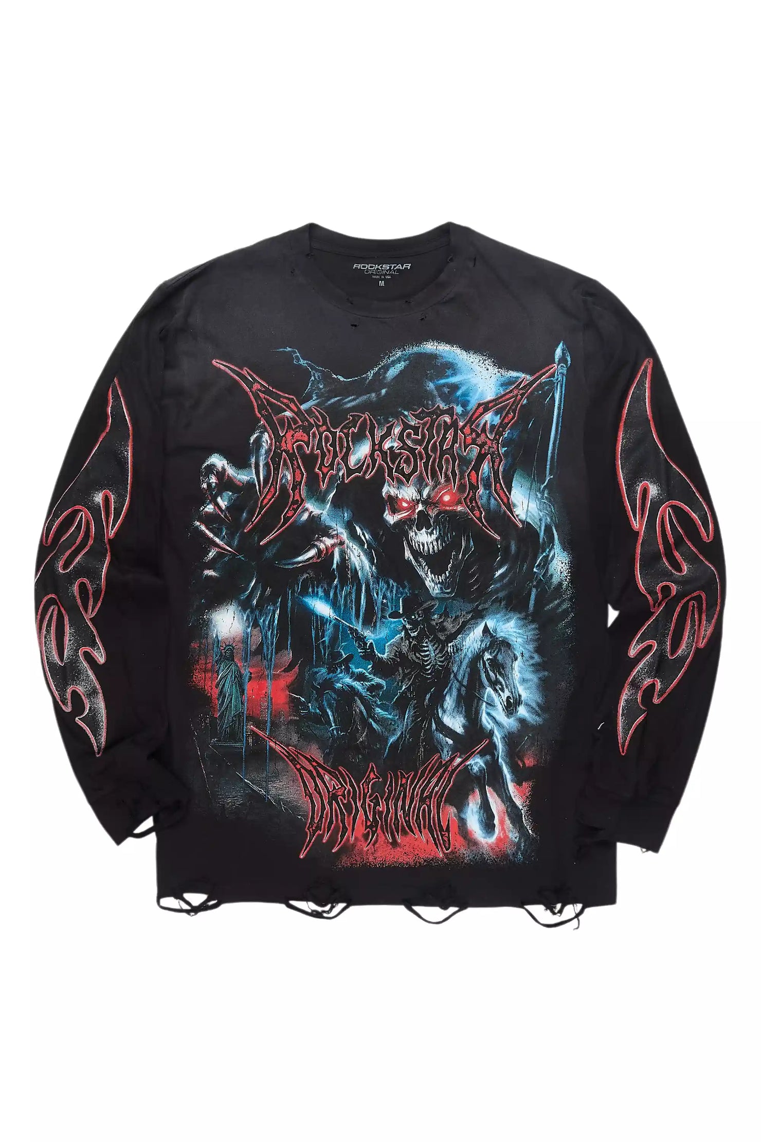 Rix Black/Red Long Sleeve Graphic T-Shirt