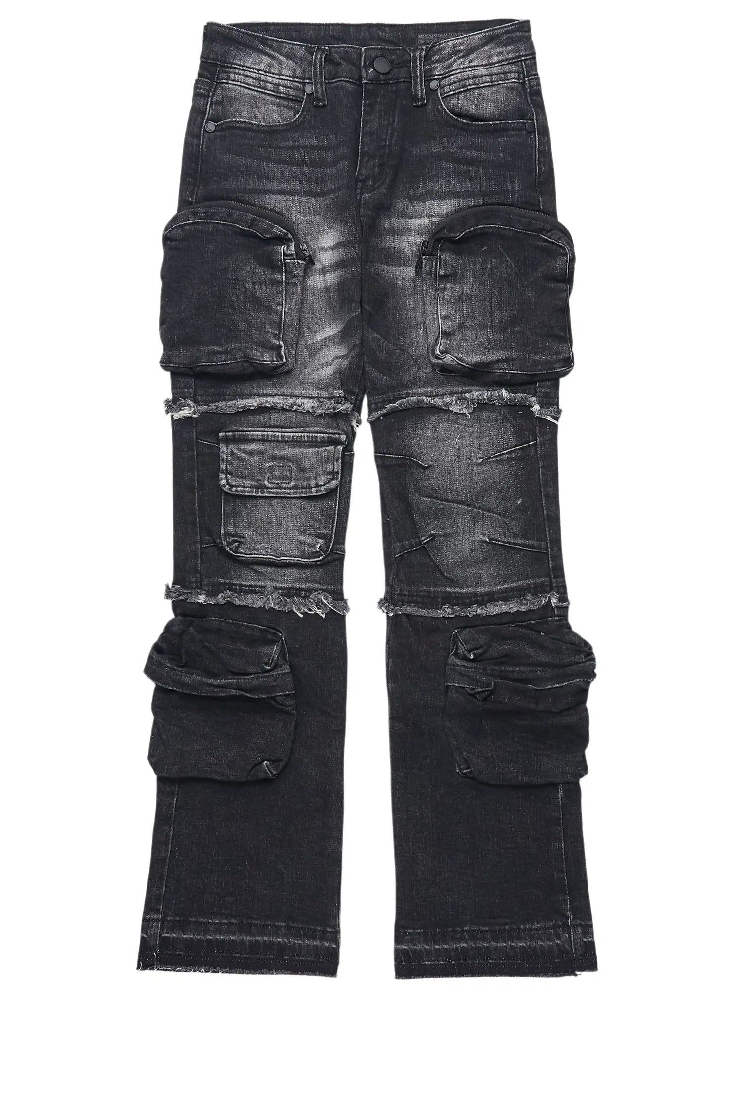 Girls Toneisha Dark Grey Stacked Cargo Jean