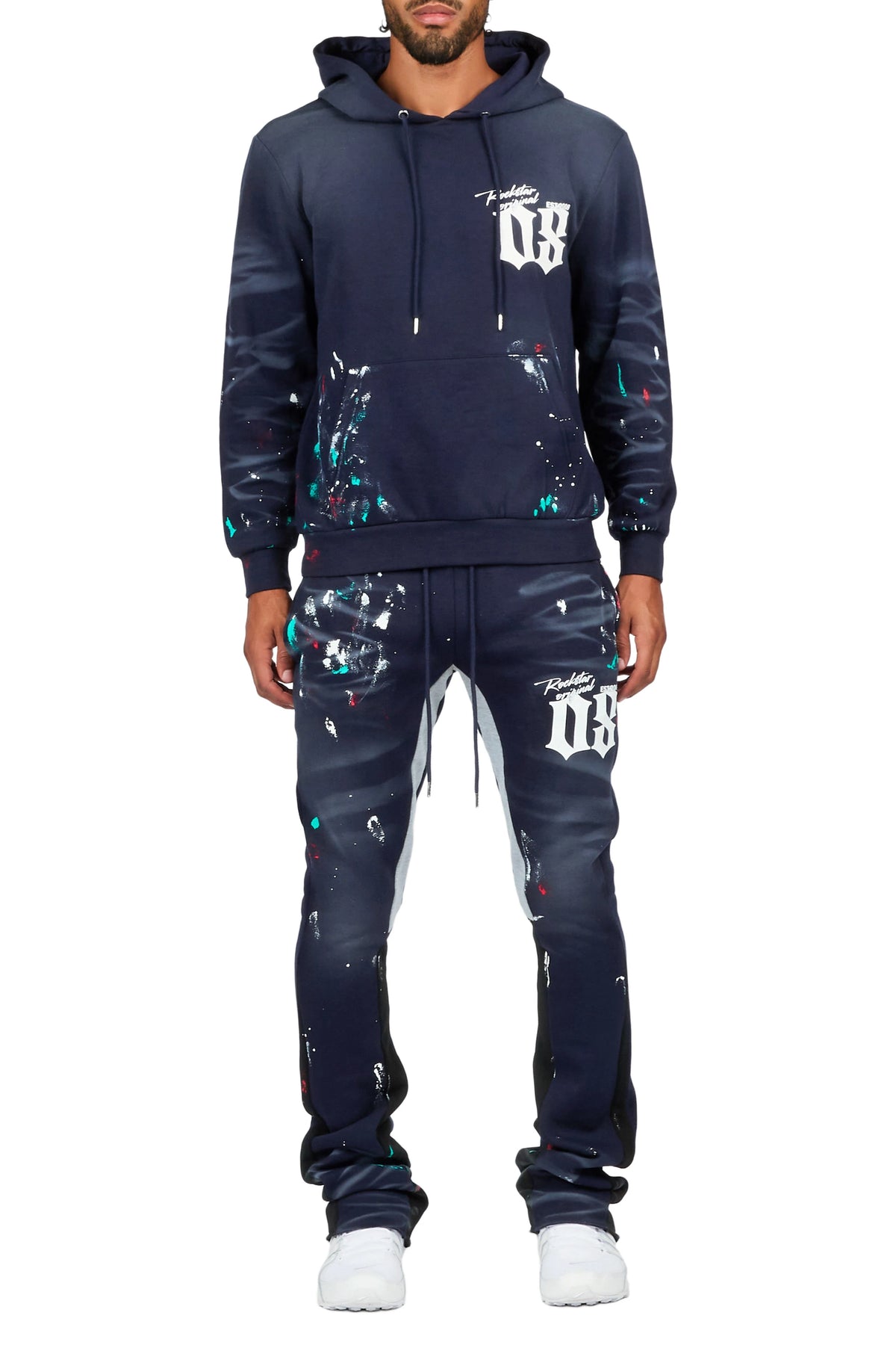 Dalton Navy Hoodie/Stacked Flare Pant Track Set