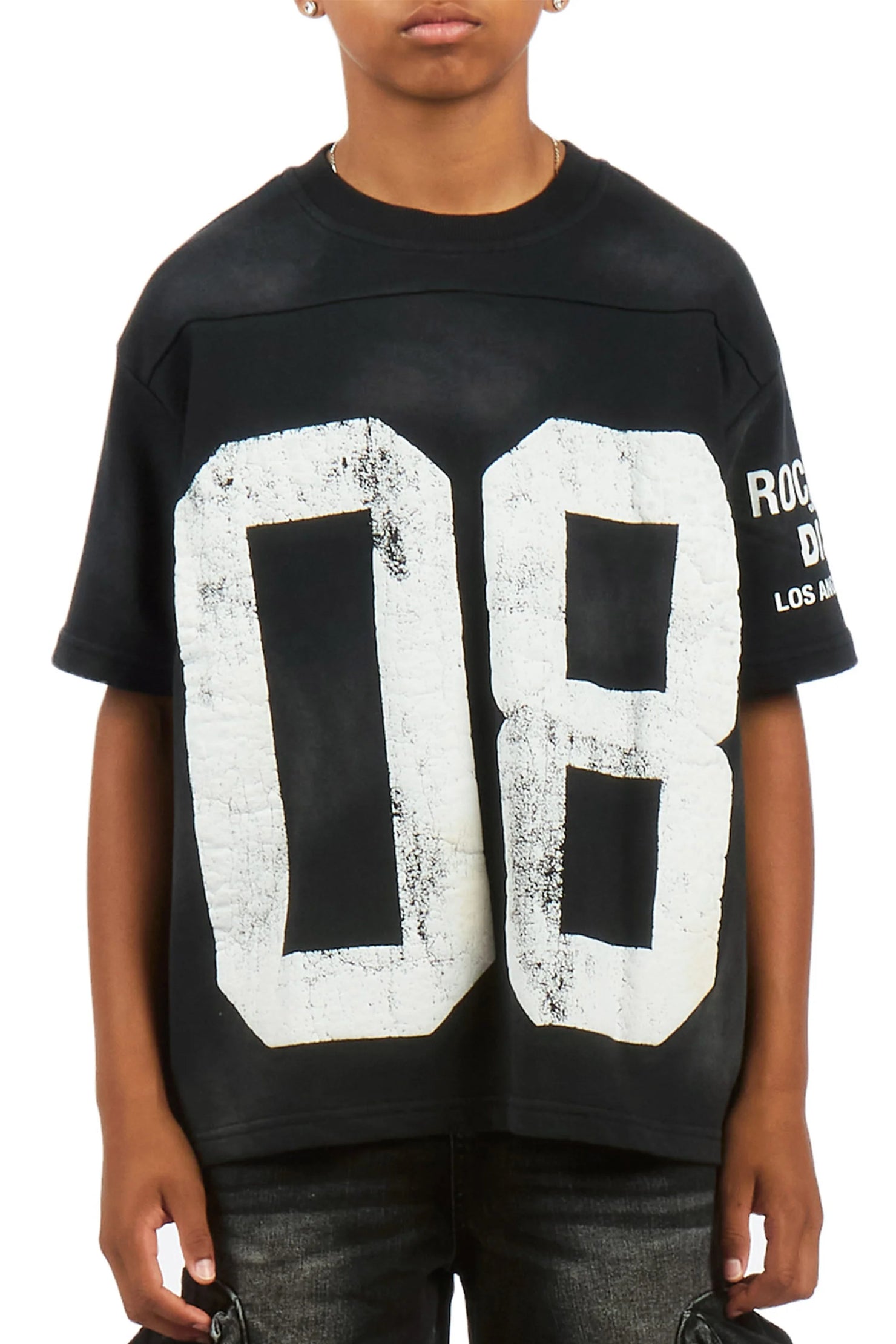 Boys Outline Black French Terry T-Shirt