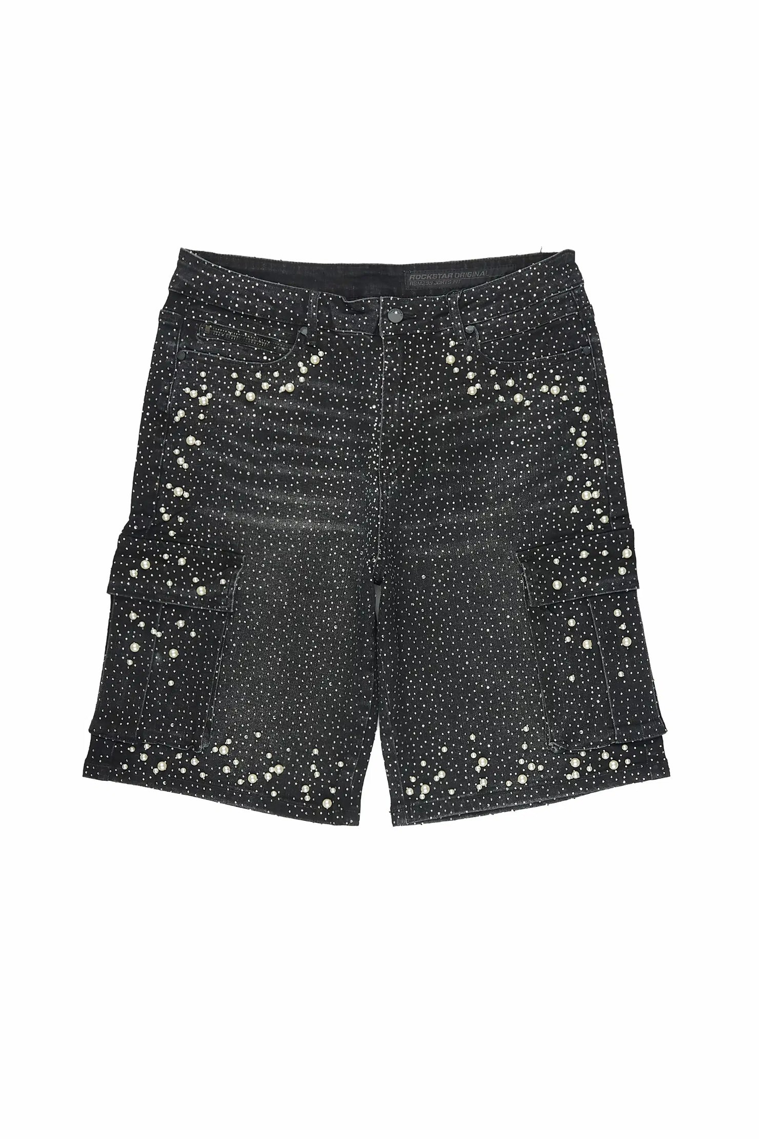 Sevyn Black Rhinestone Denim Short