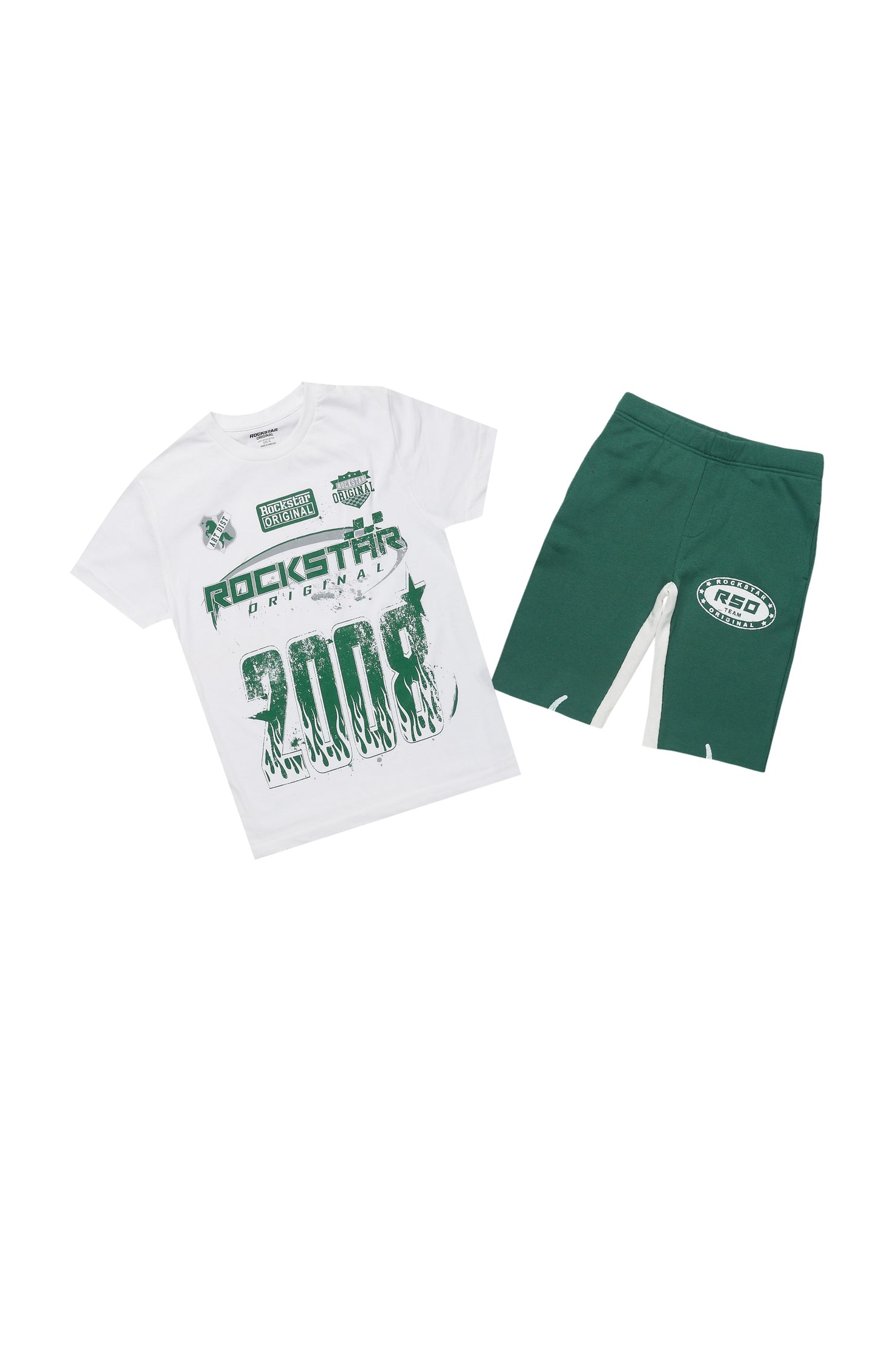 Boys Amos White/Green T-Shirt/Short Set