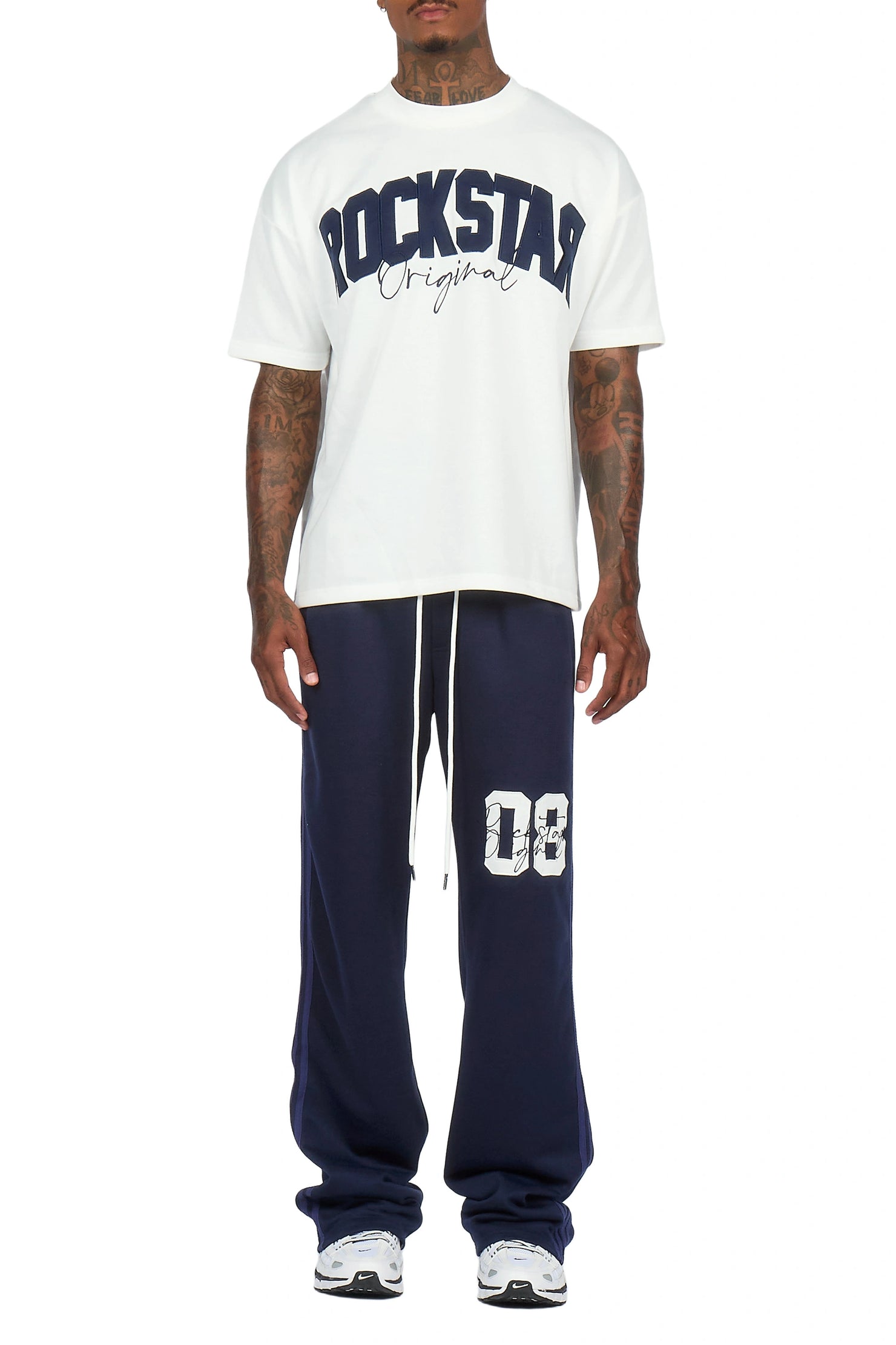 Zymir Blue French Terry Chenille Tee/ French Terry Relaxed Track Set