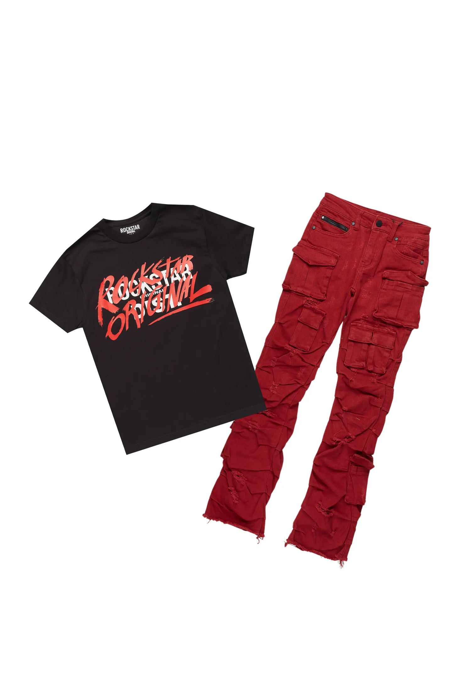 Boys Matild Black T-Shirt/Stacked Flare Jean Set