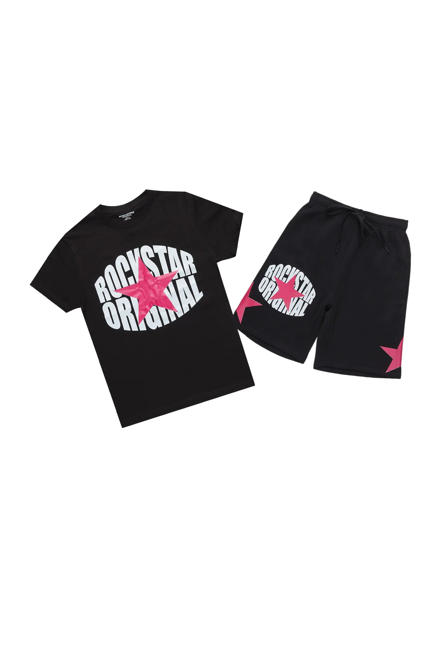 Girls State Black/Pink Short Set