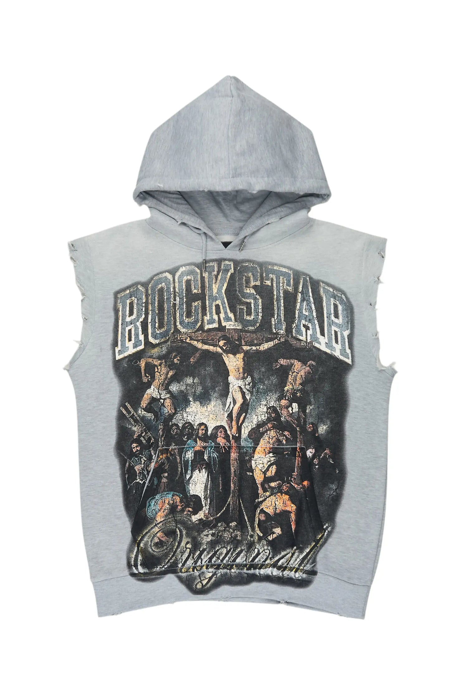 Waller Heather Grey Cut Sleeve Hoodie