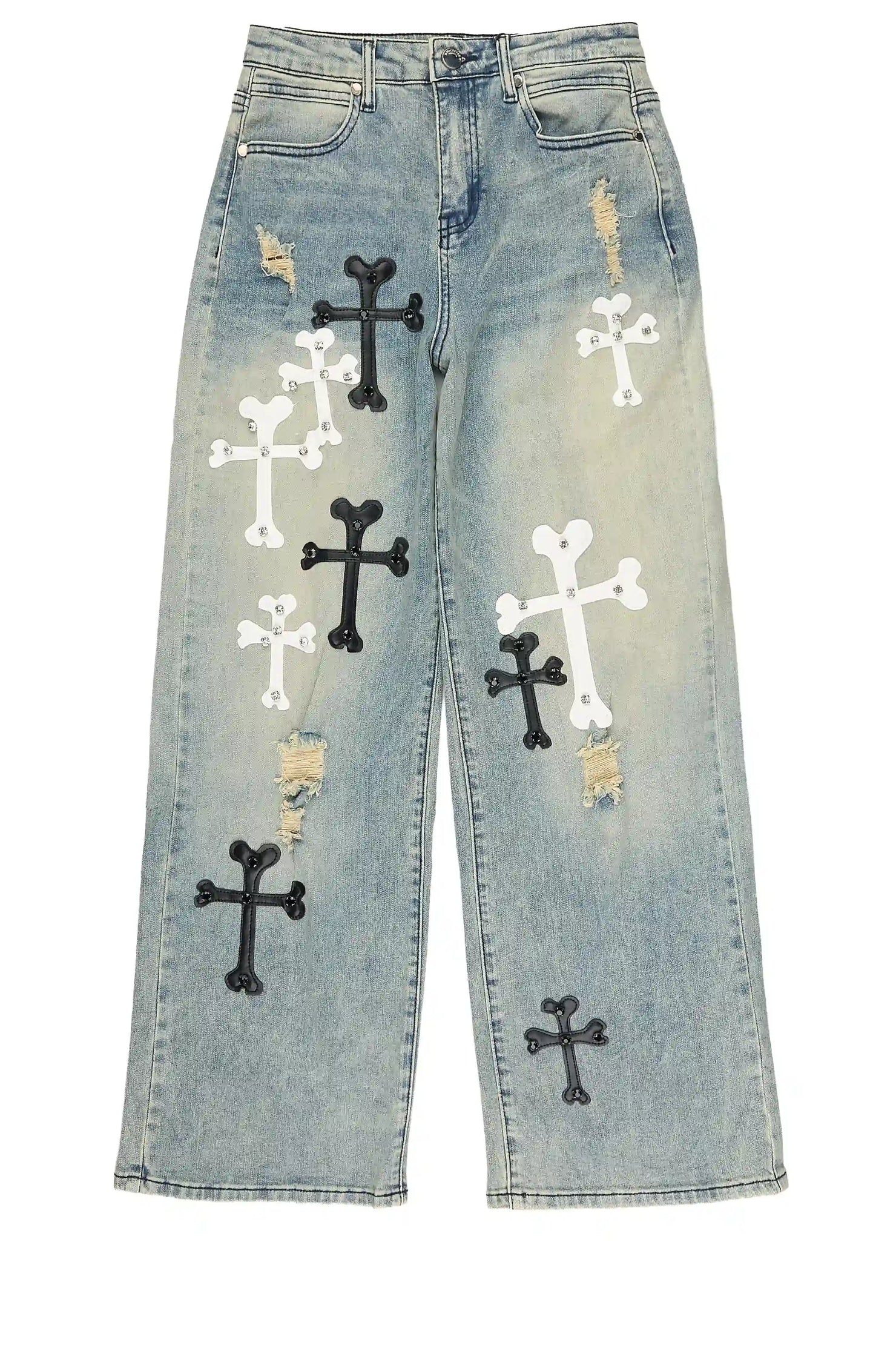 Boys Oliver Medium Blue Patch Baggy Fit Jean