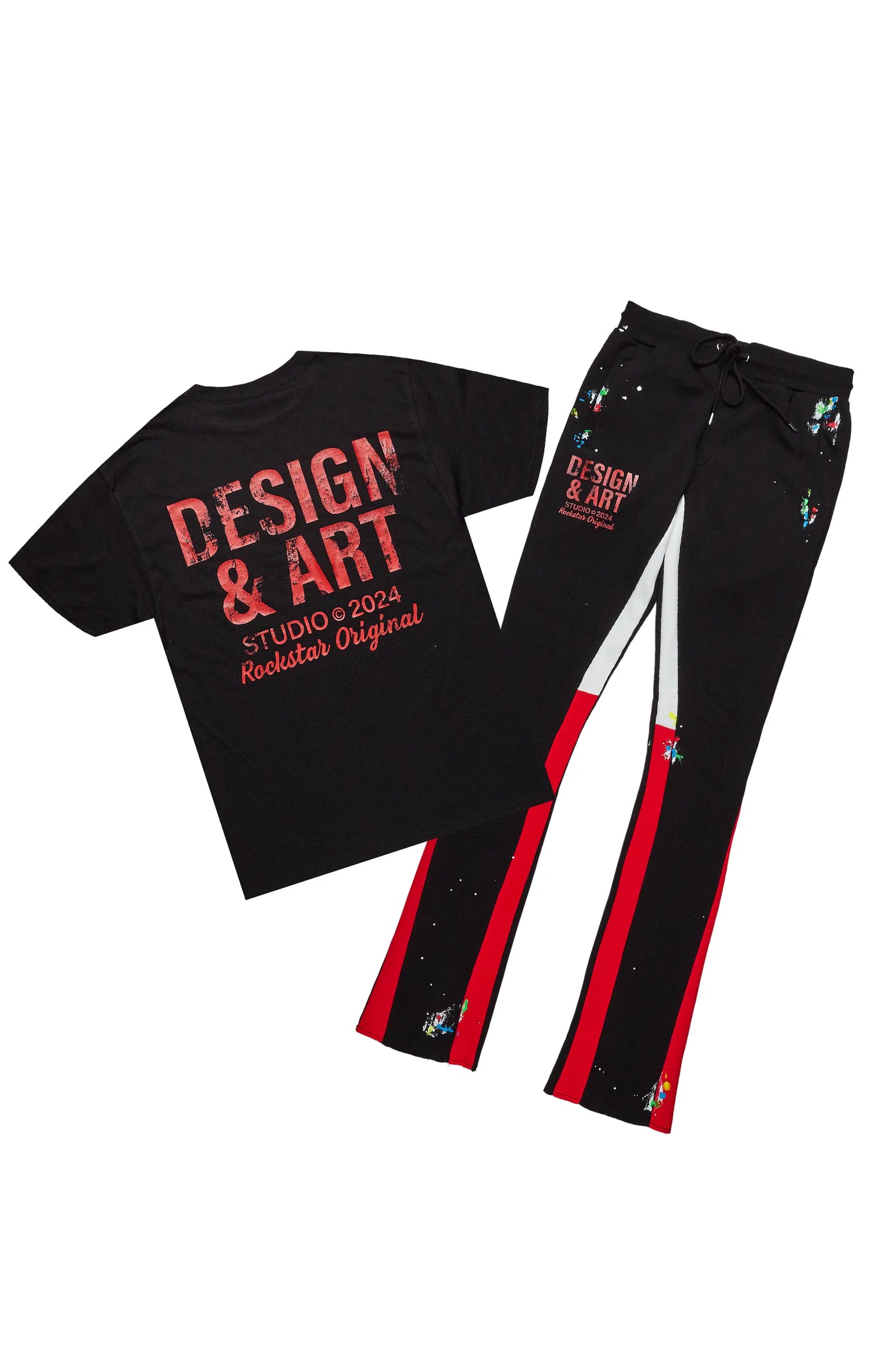 Mancha Black/Red T-Shirt Stacked Flare Track Set